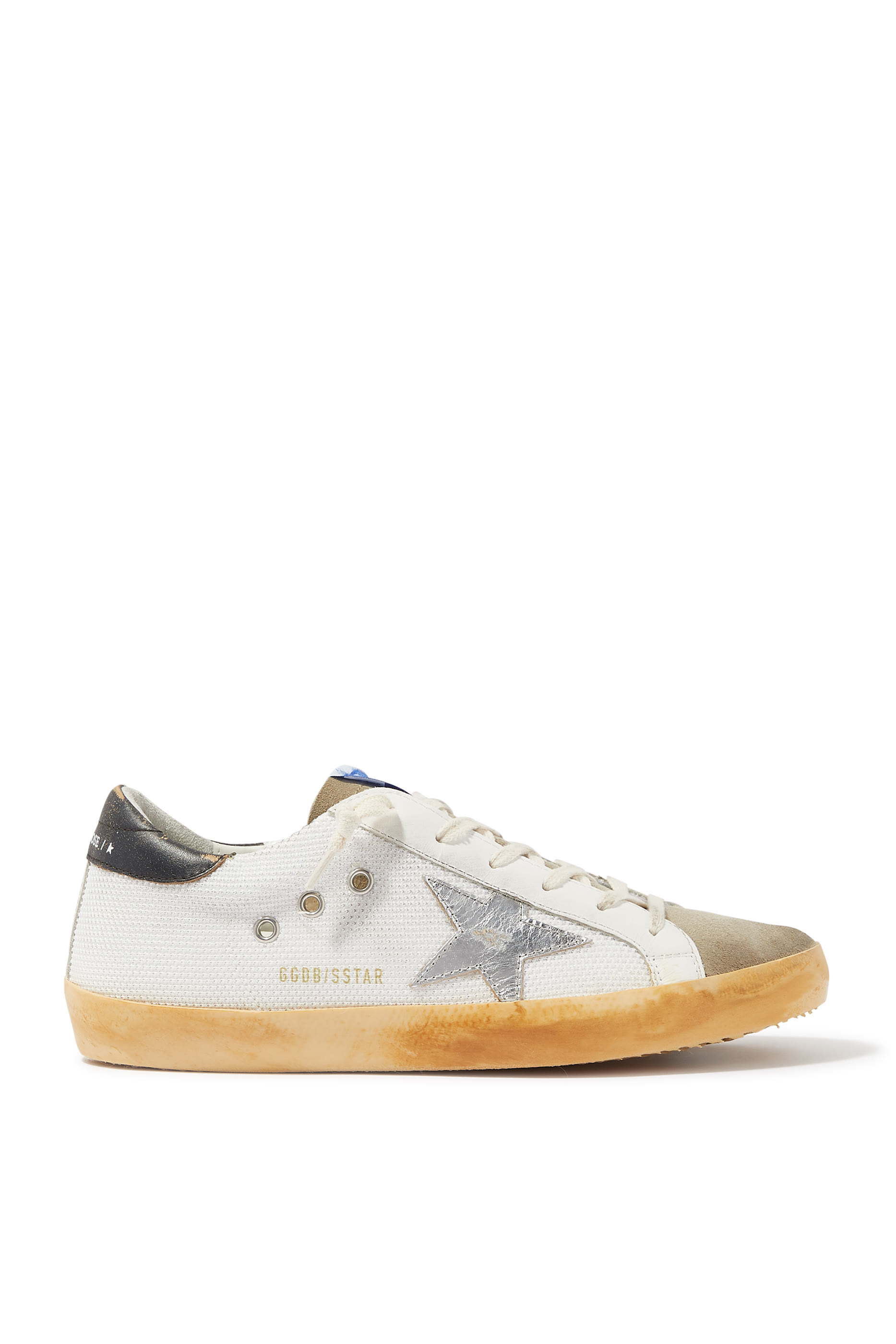 Super-Star Sneakers with Mesh Insert and Silver Star Motif