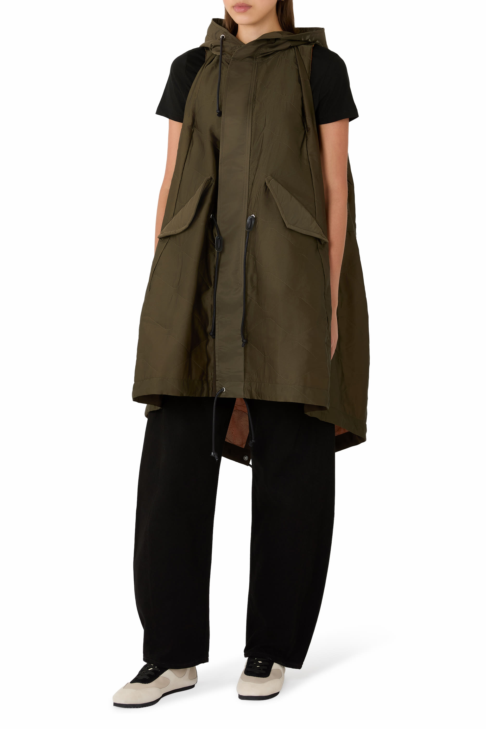 Quilted Satin Hooded Vest 