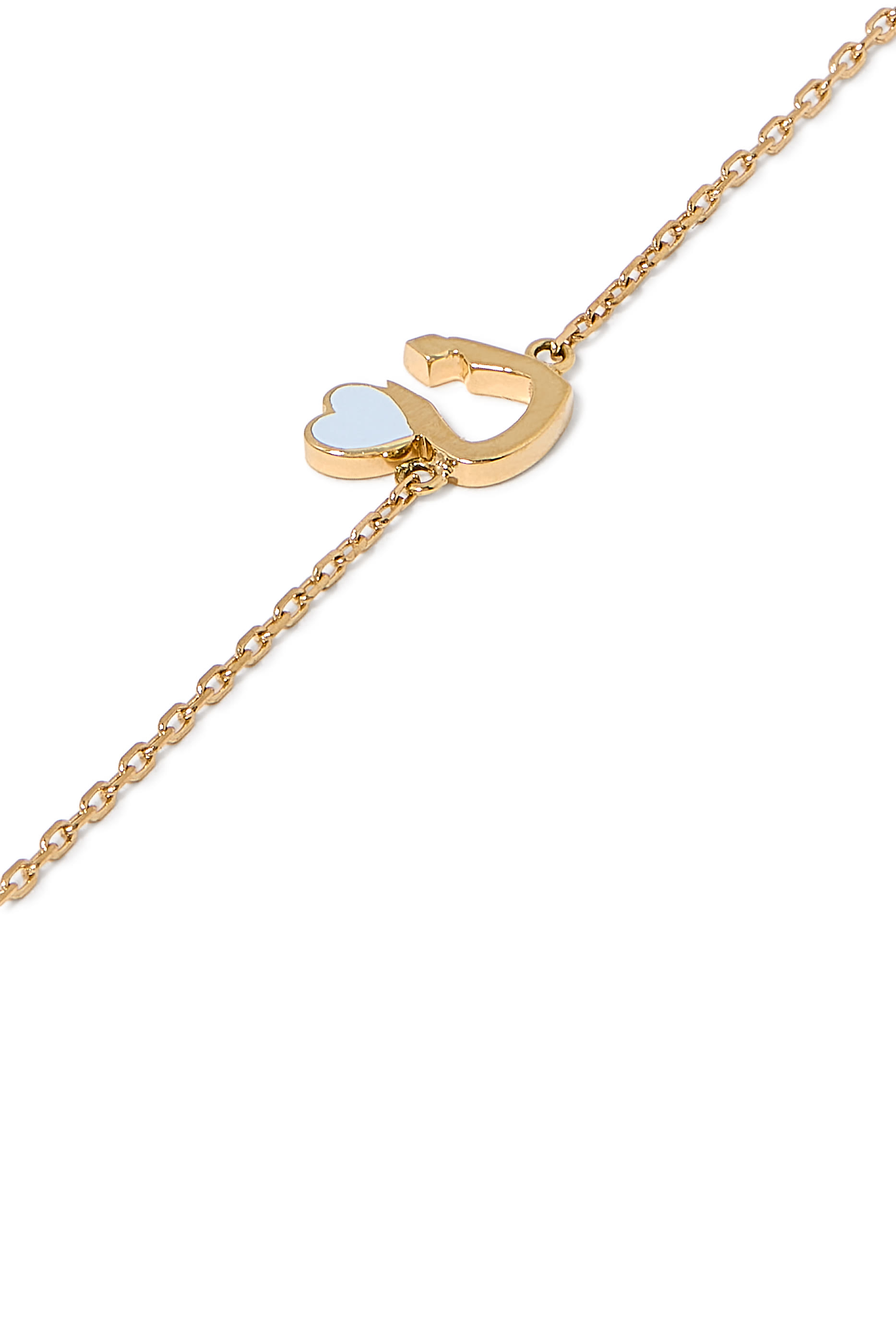 Kids Tiny Bling Butterfly Letter Noon Bracelet, 18k Yellow Gold & Enamel