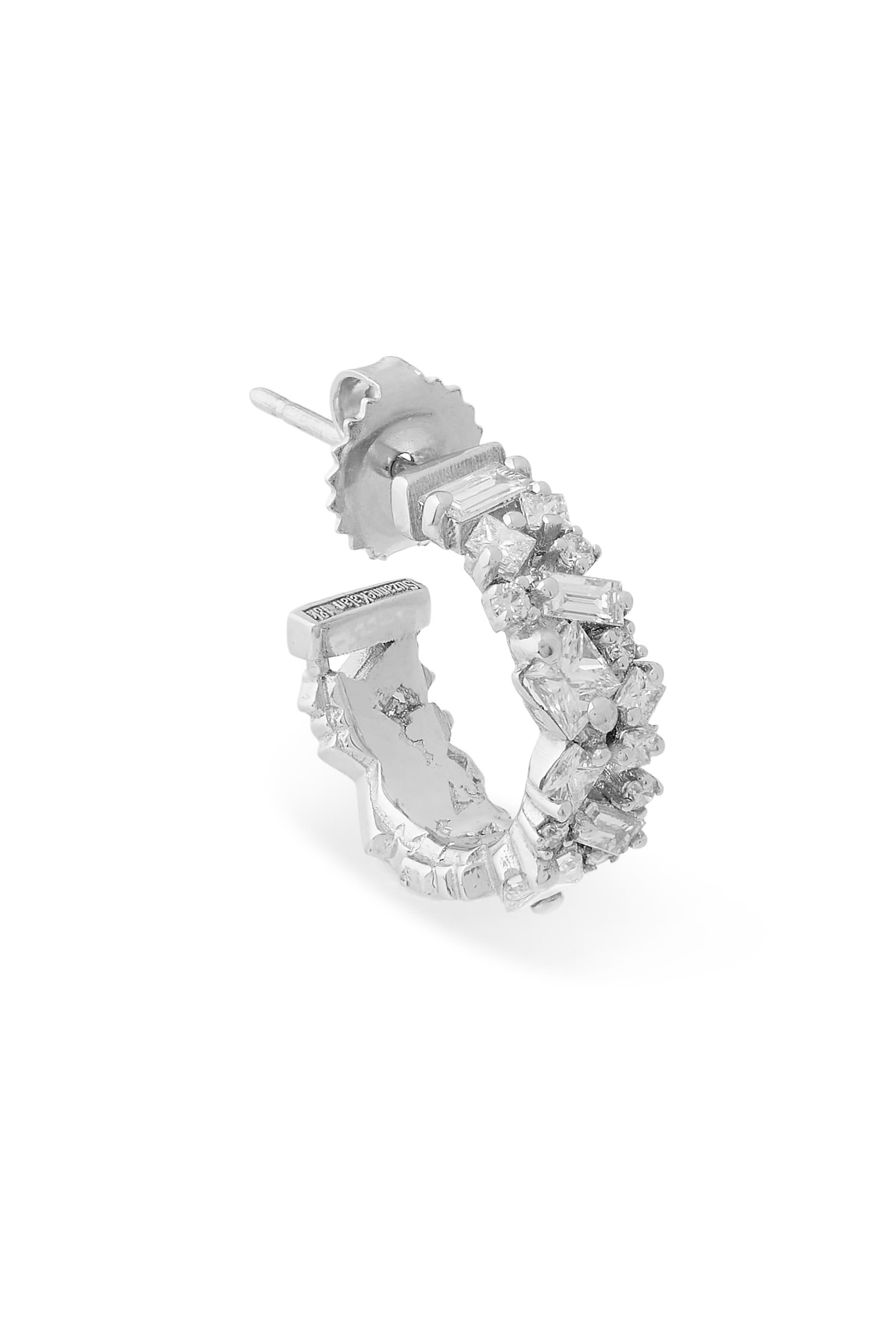 La Fantaisie Diamond Mini Hoops, 18K White Gold & Diamonds