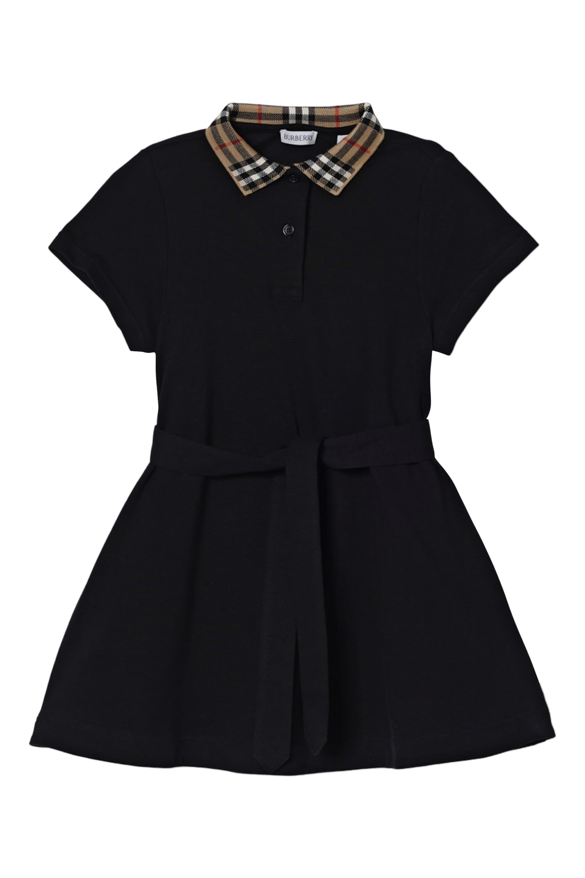 Kids Check Collar Cotton Polo Shirt Dress