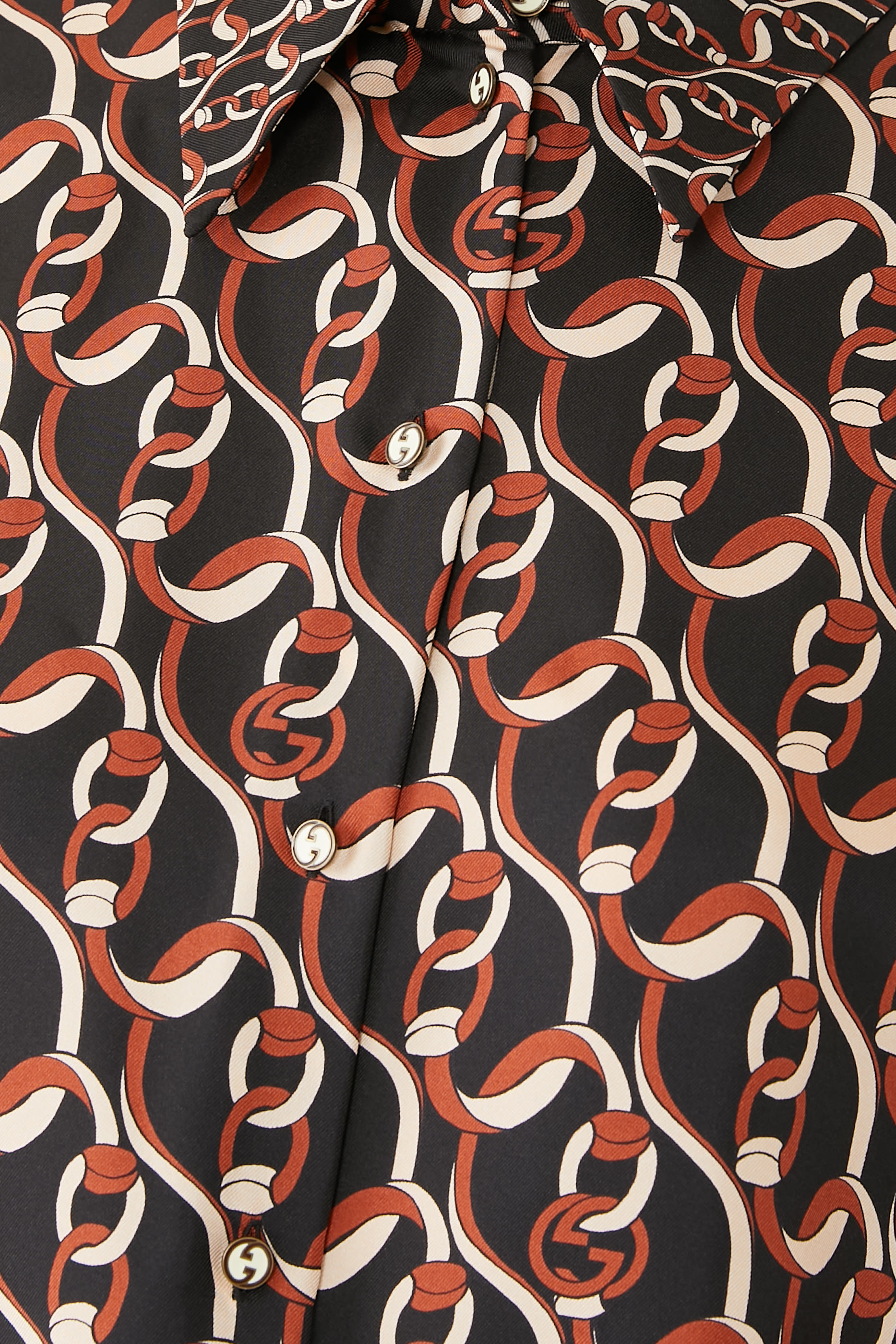 Interlocking G Chain Print Silk Shirt