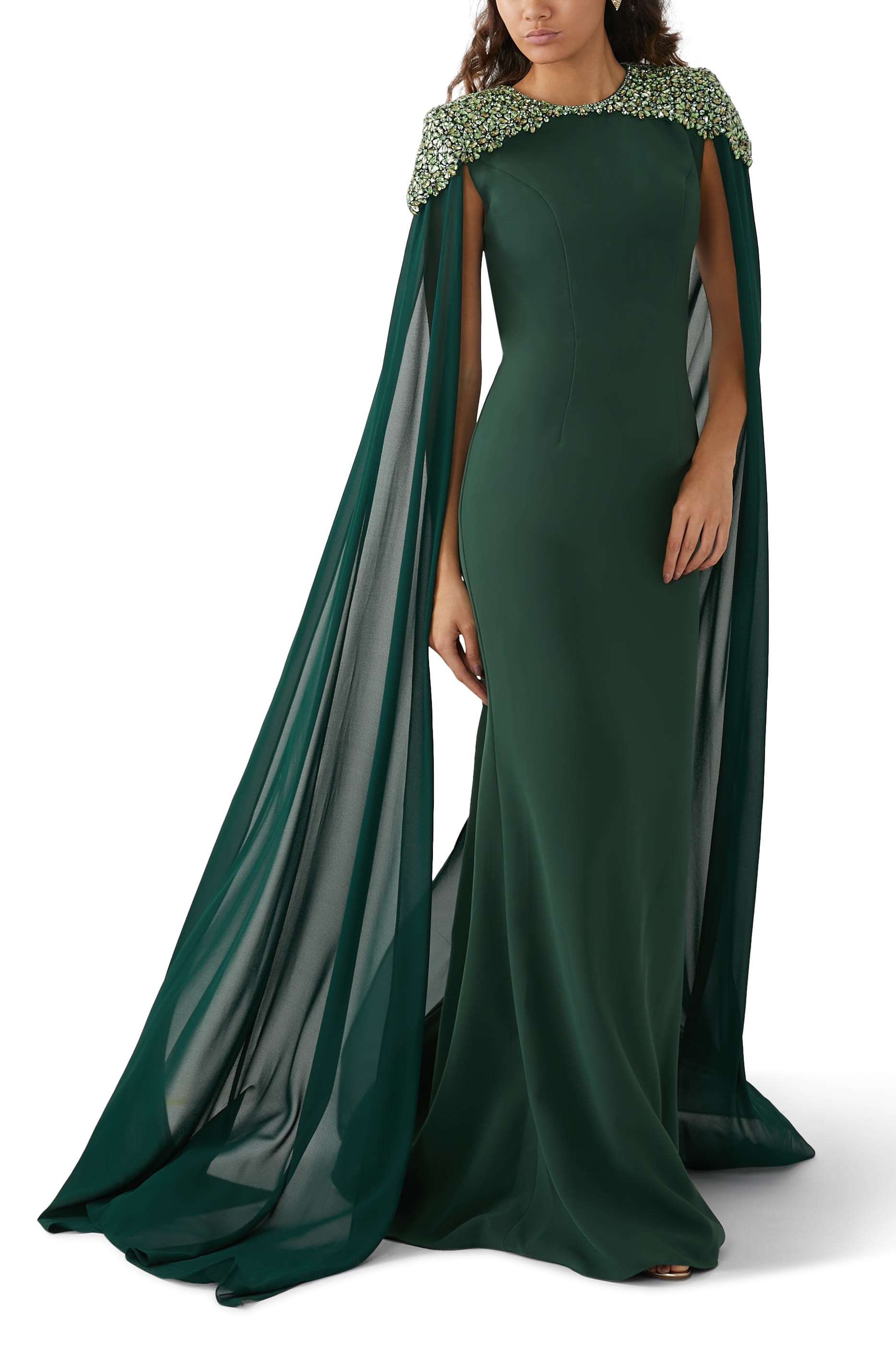 Beaded Shoulders Gown