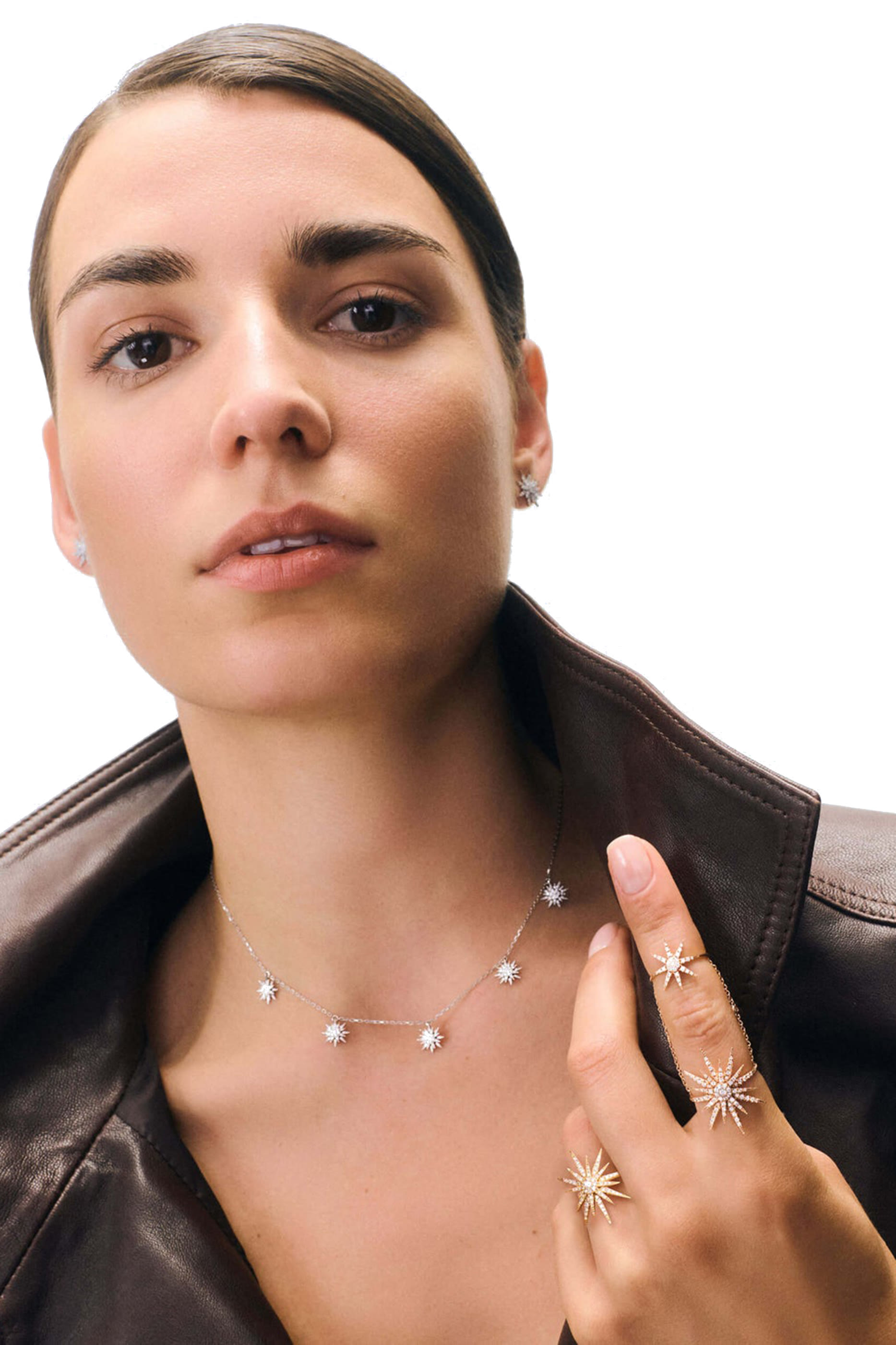 Soleil Large Tassels Necklace, 18K White Gold & Diamonds