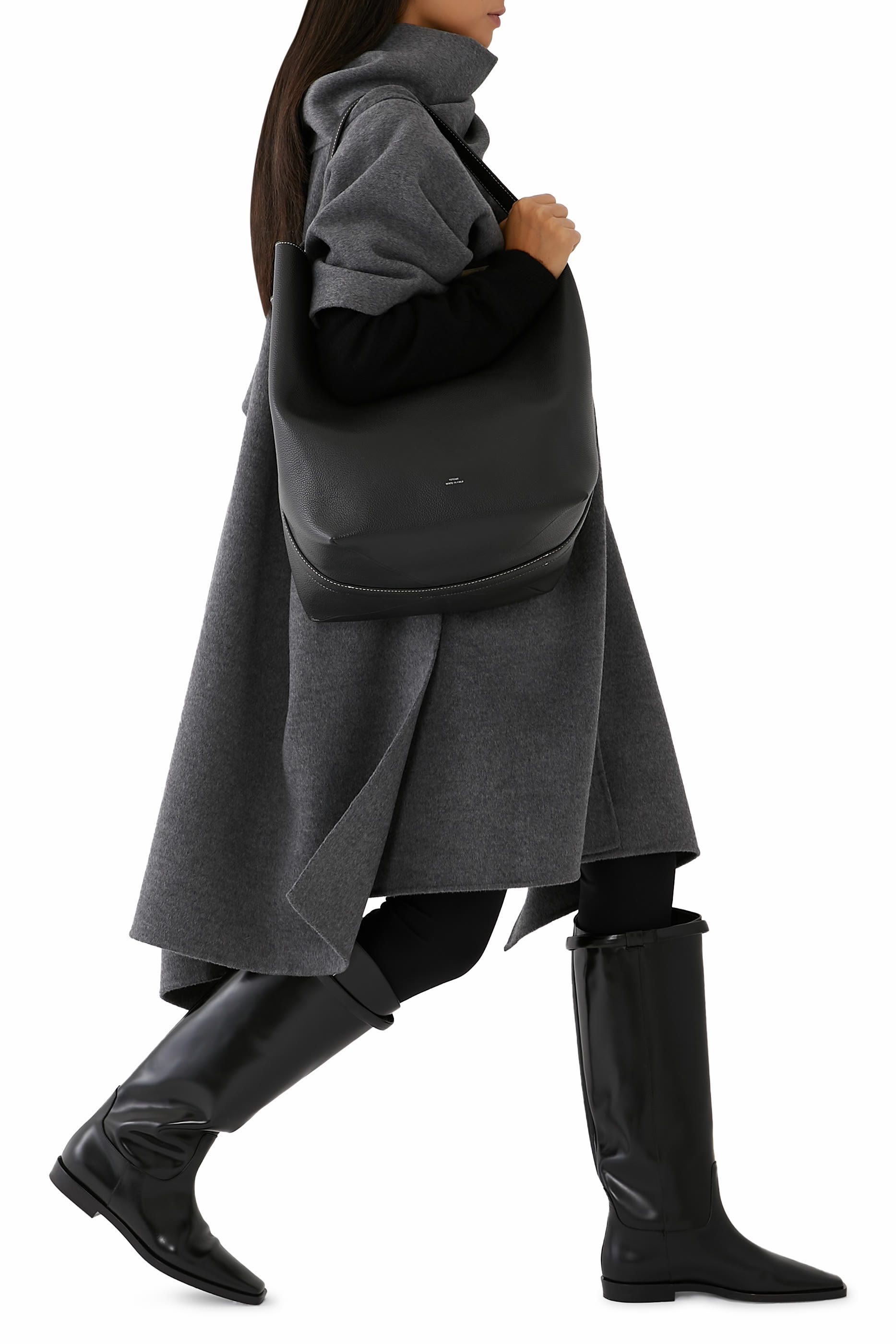 Belted Leather Tote Bag