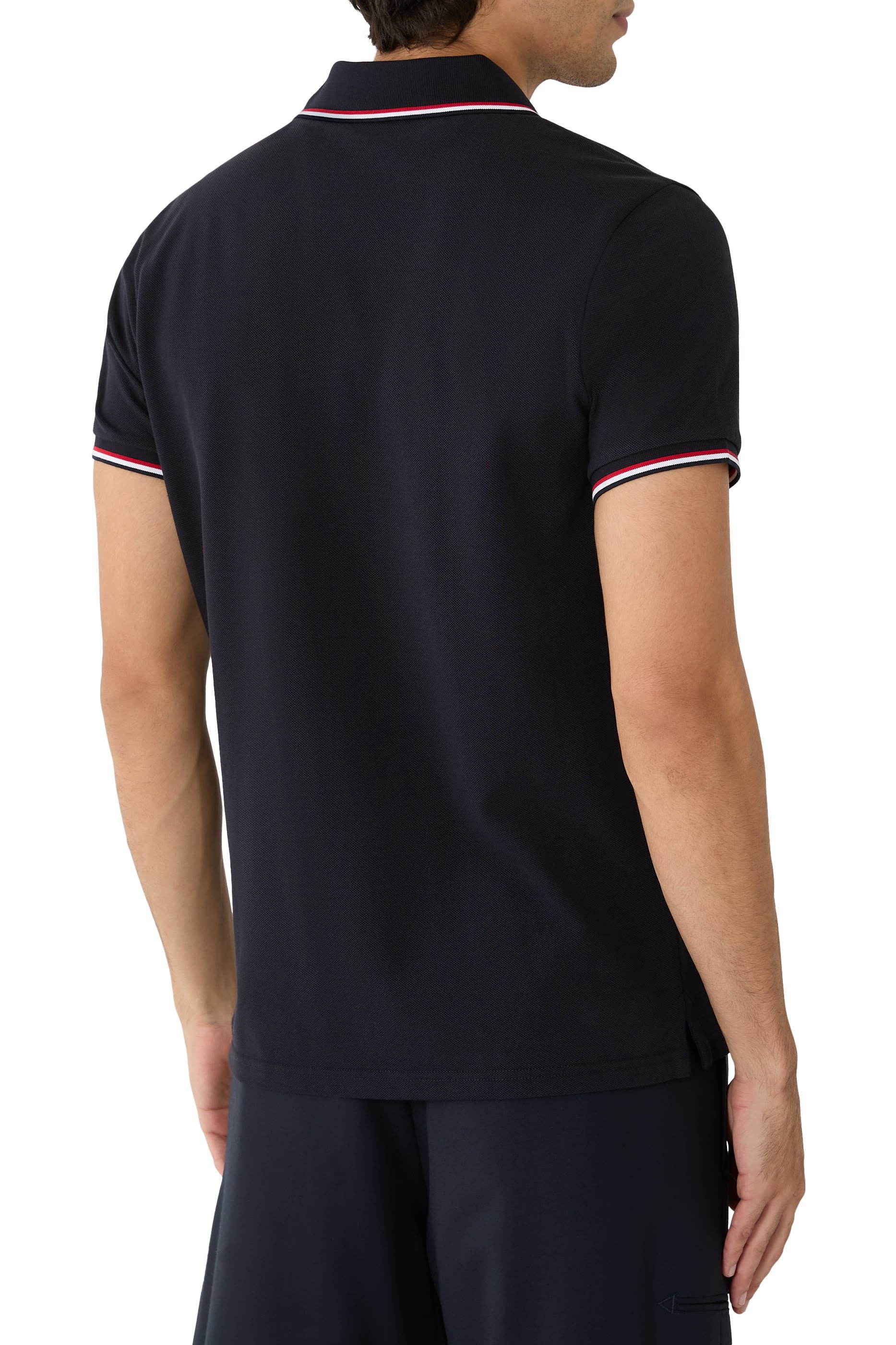 Tricolor-Trim Cotton Piquet Polo Shirt