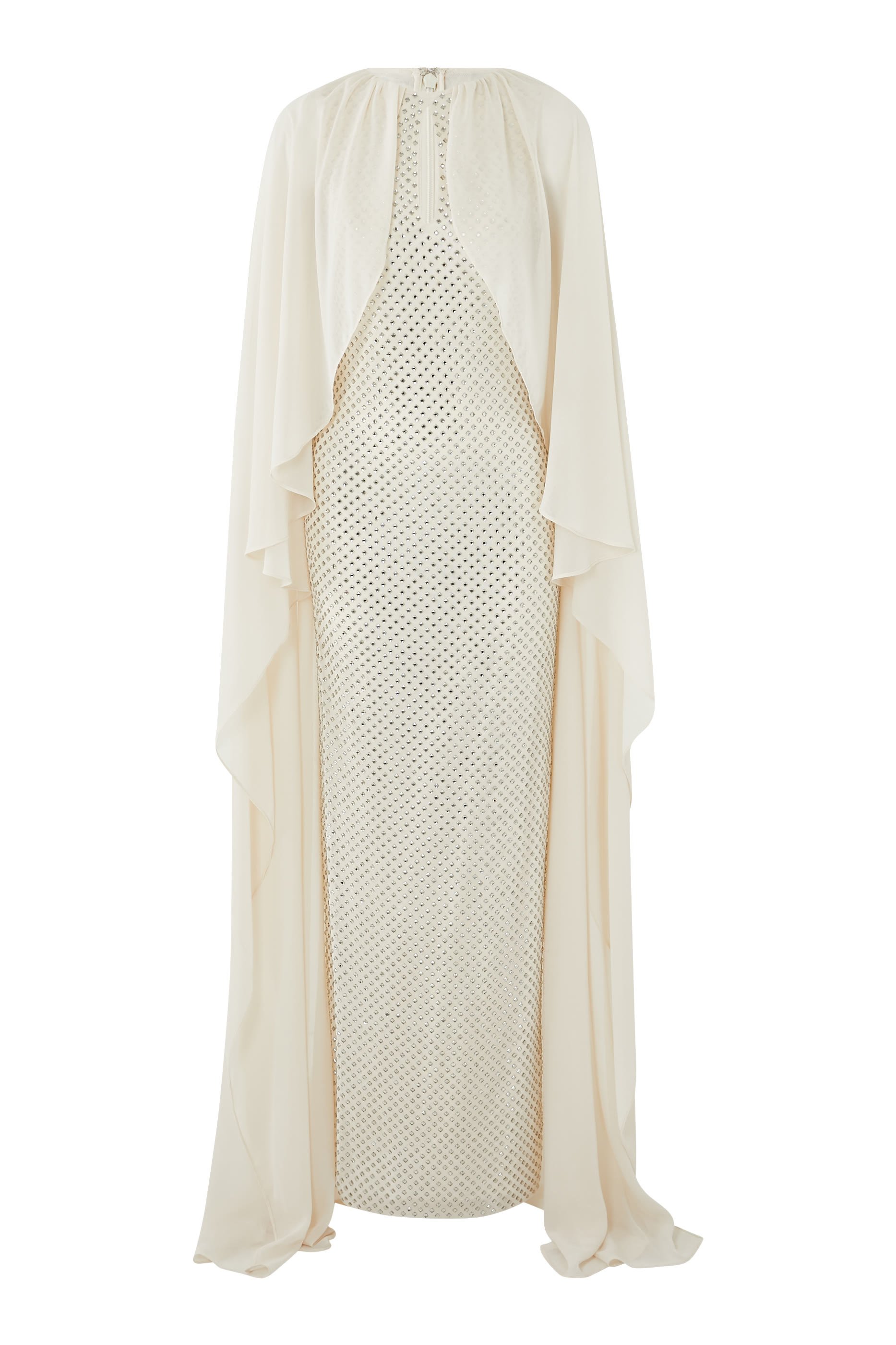 Rhinestone Cape Maxi Dress