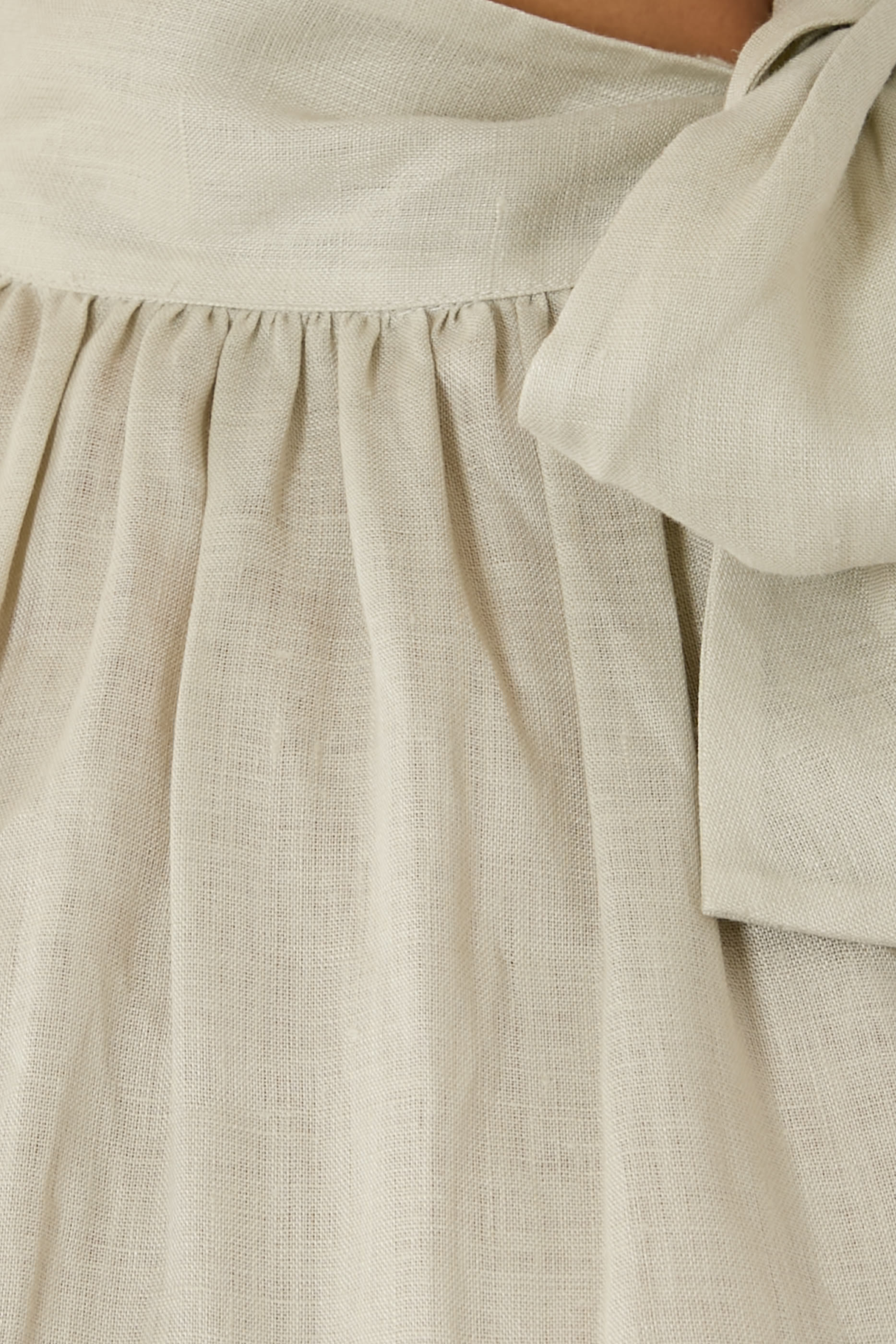 Linen Popeline Bow Neck Sleeveless Dress