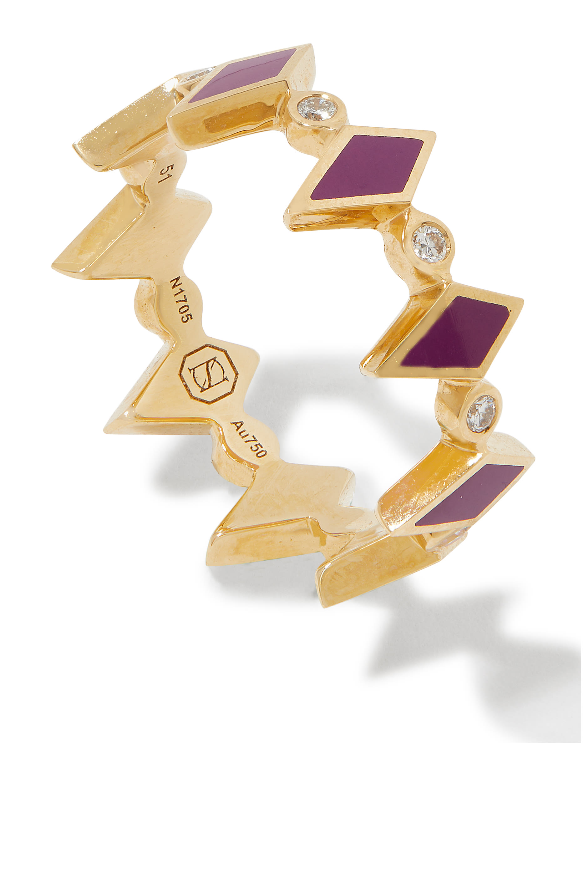 Mosaic Ring, 18k Yellow Gold & Diamonds, Enamel