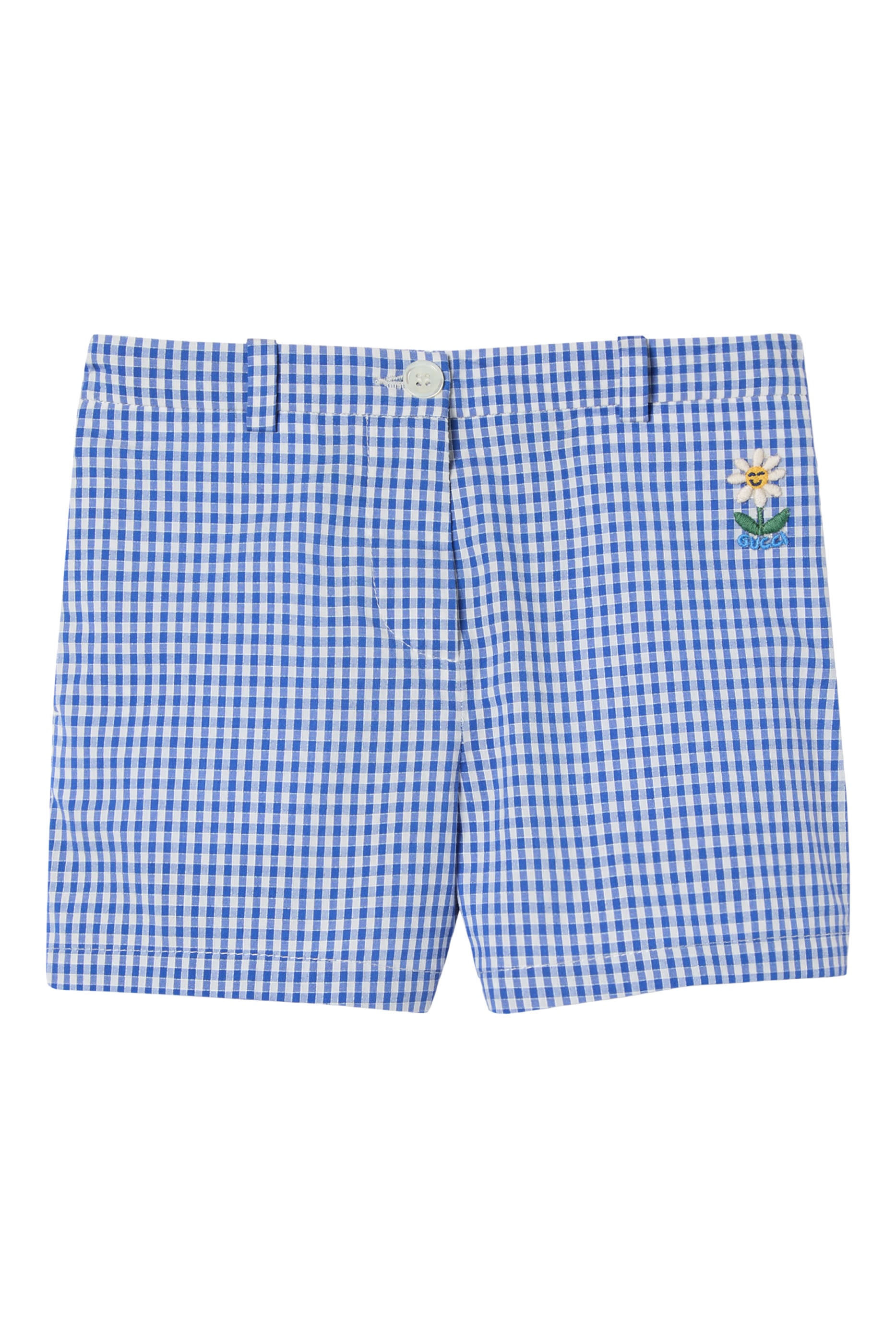 Kids Characters Embroidery Gingham Shorts