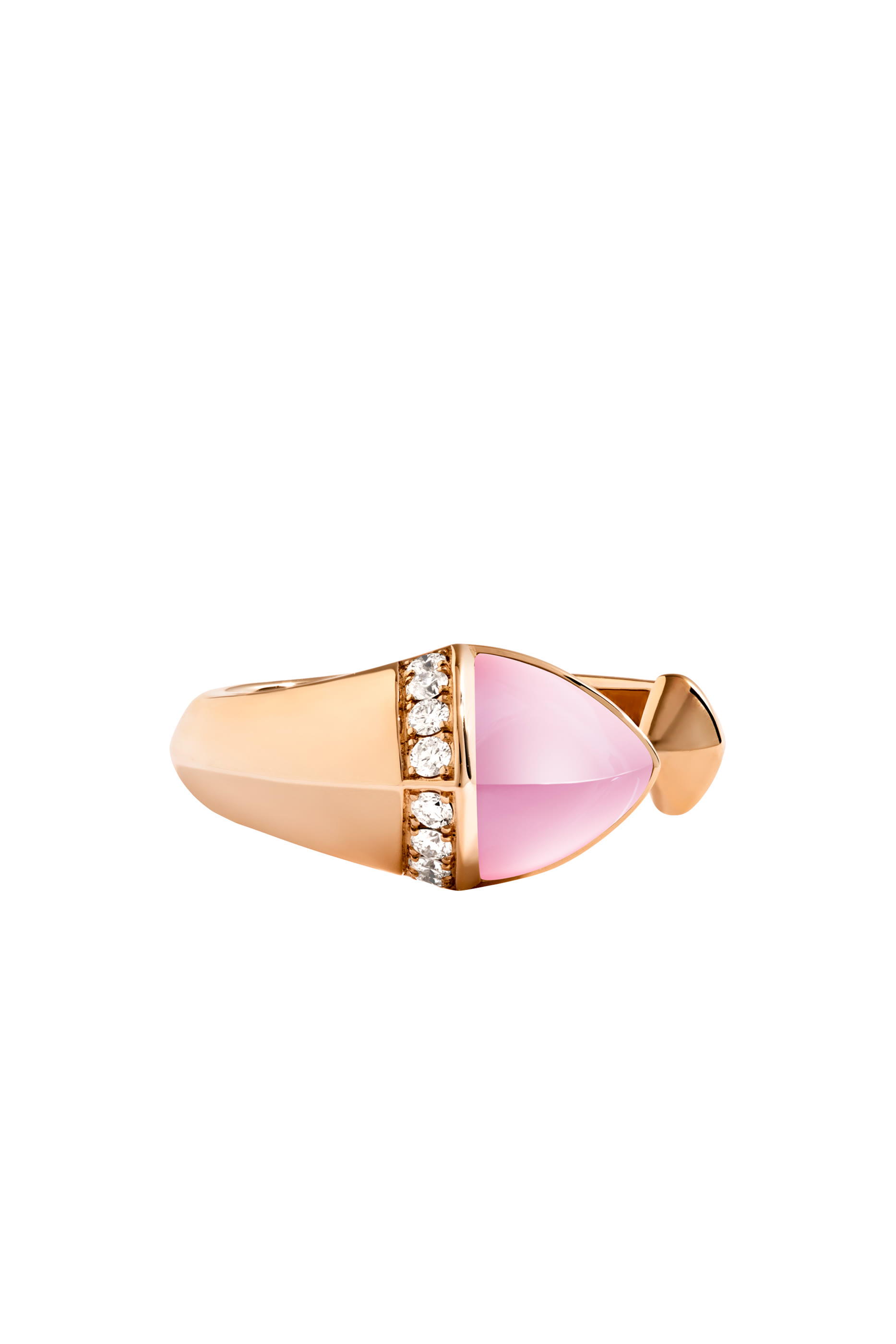 Cleo Midi Ring, 18k Rose Gold, Pink Coral & Diamond