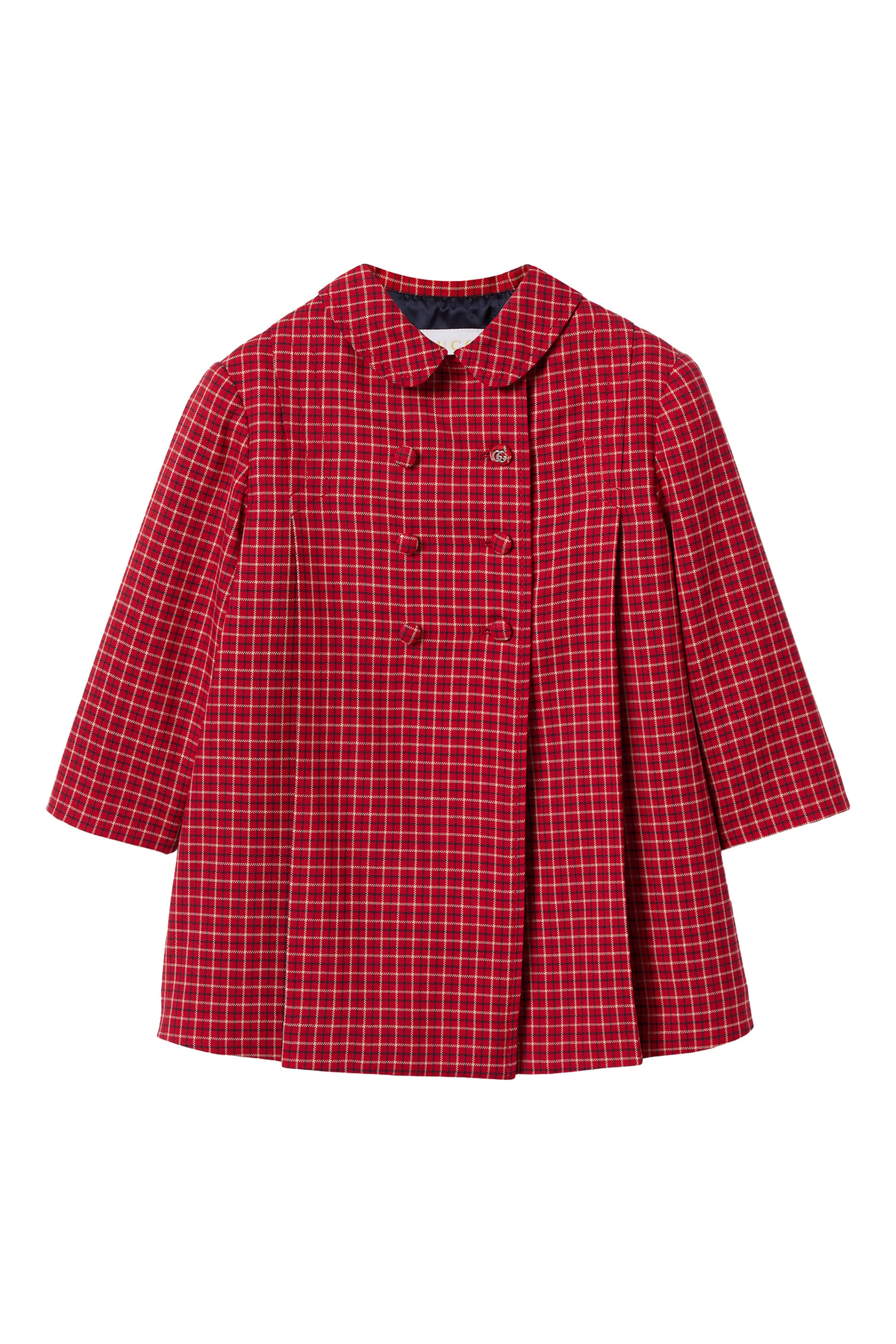 Kids Pleated Check Coat
