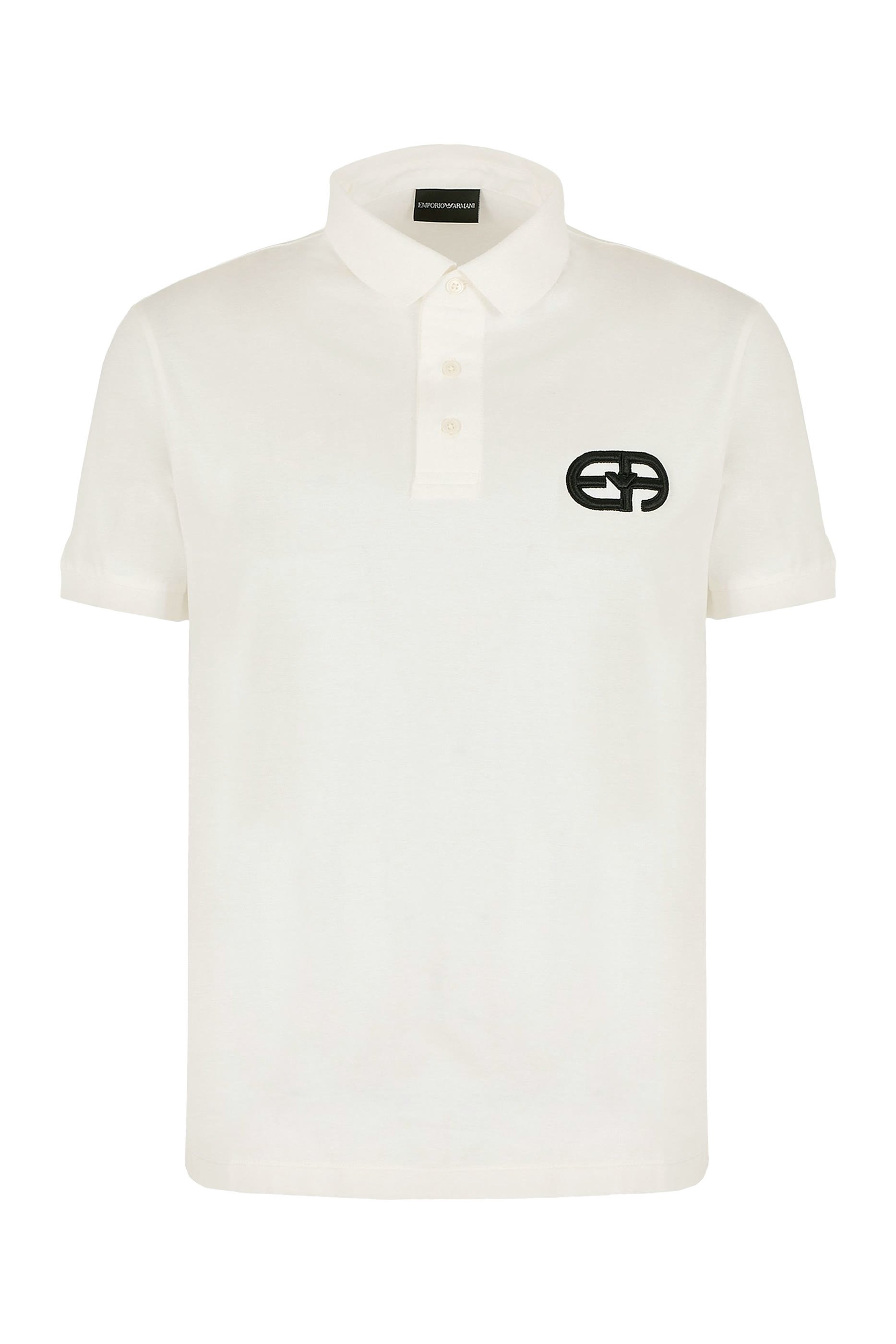 Embossed EA Logo Embroidery Lyocell-Blend Jersey Polo Shirt