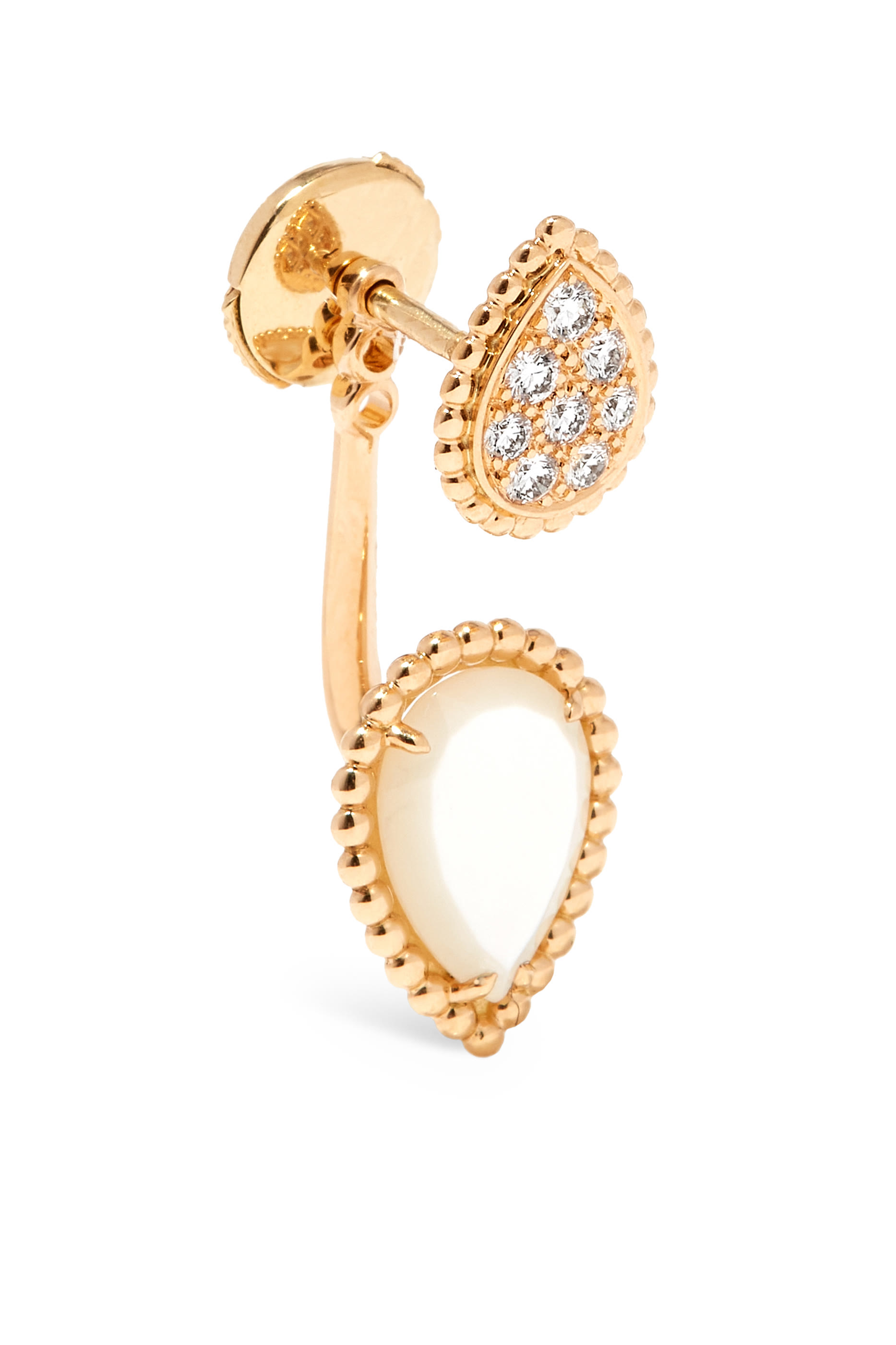 Serpent Boh&egrave;me Double Motif Single Stud Earring, 18k Yellow Gold & Diamonds
