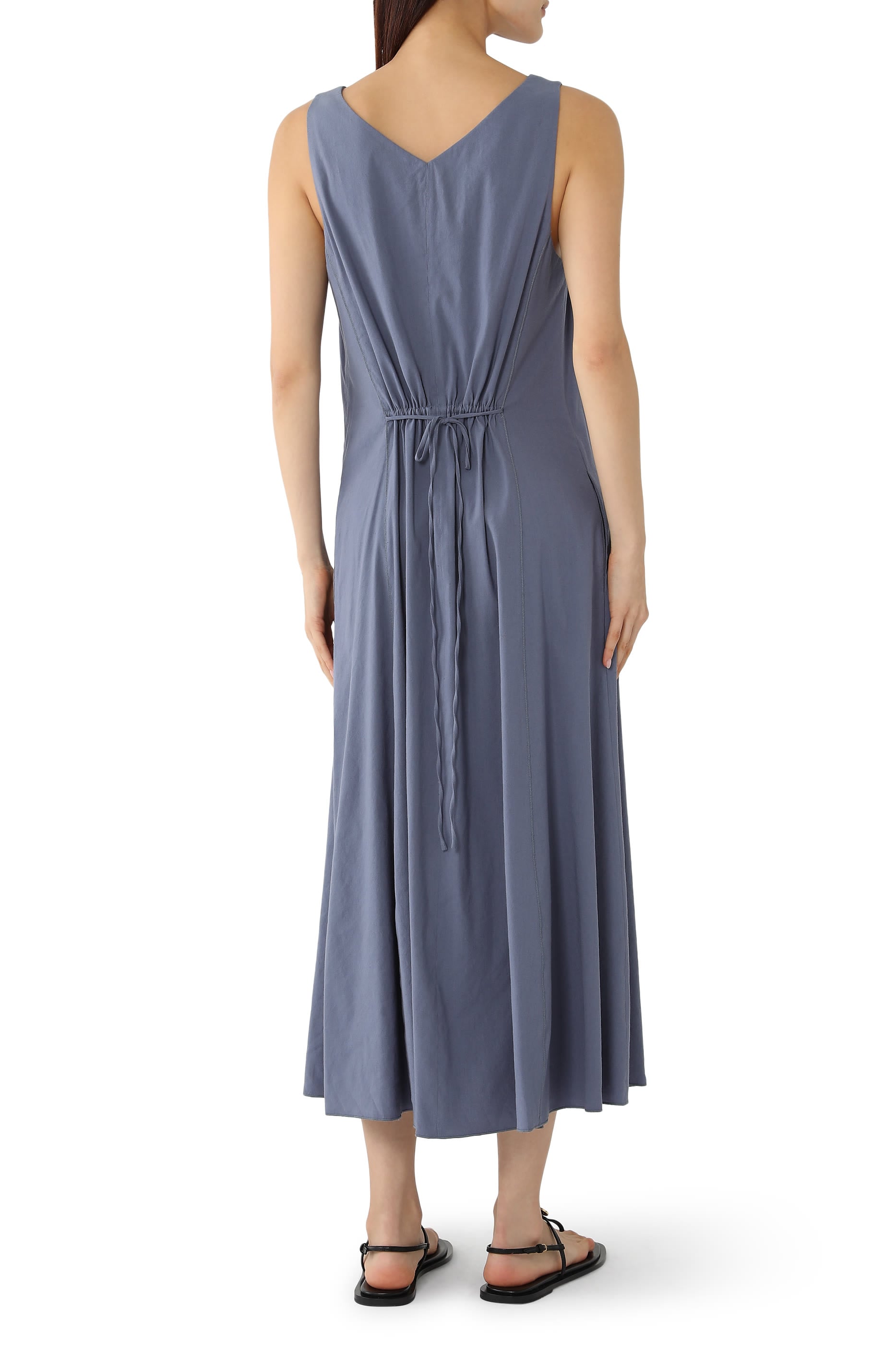 Linen-Blend V-Neck Dress 