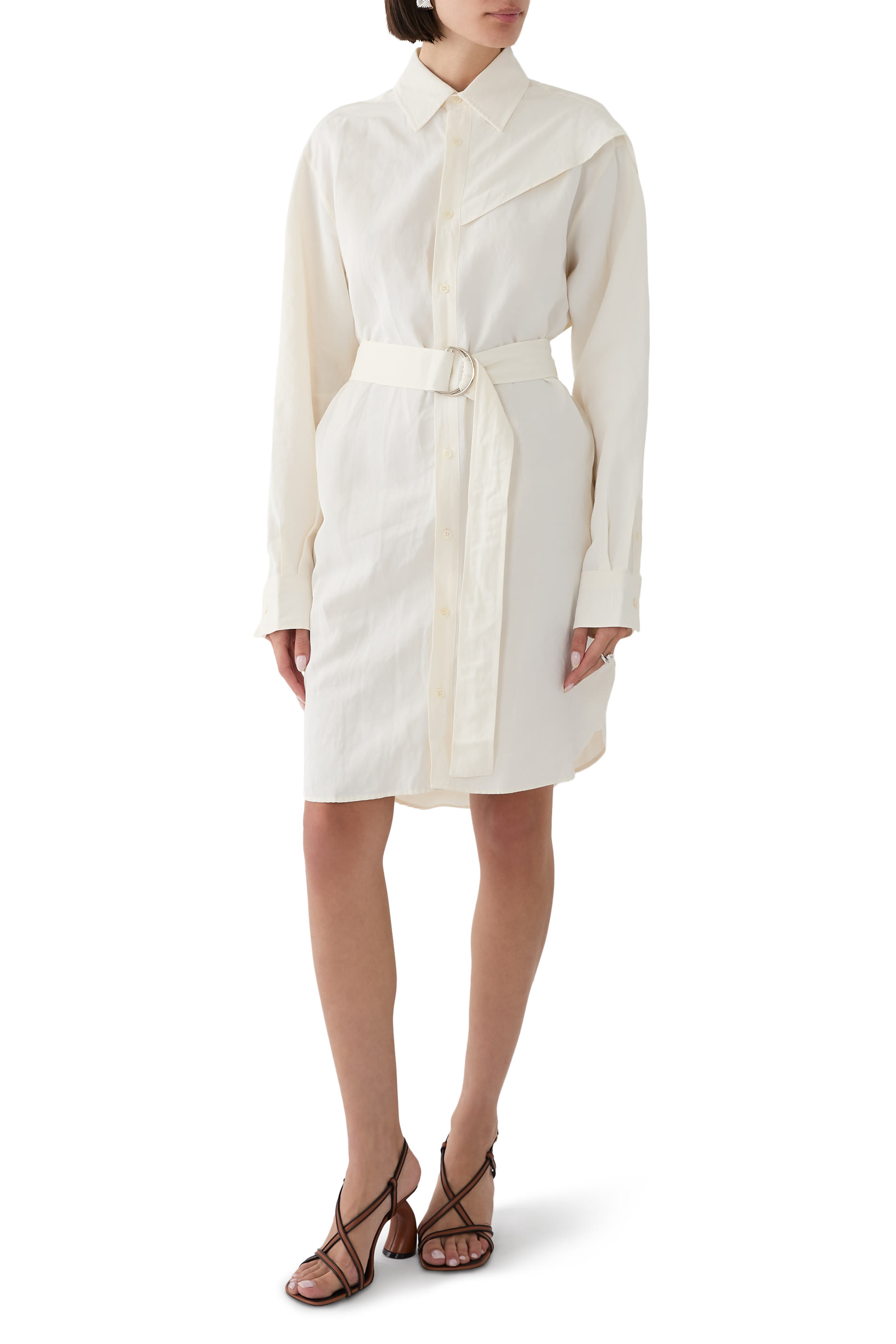 Cape Shoulder Shirt Dress