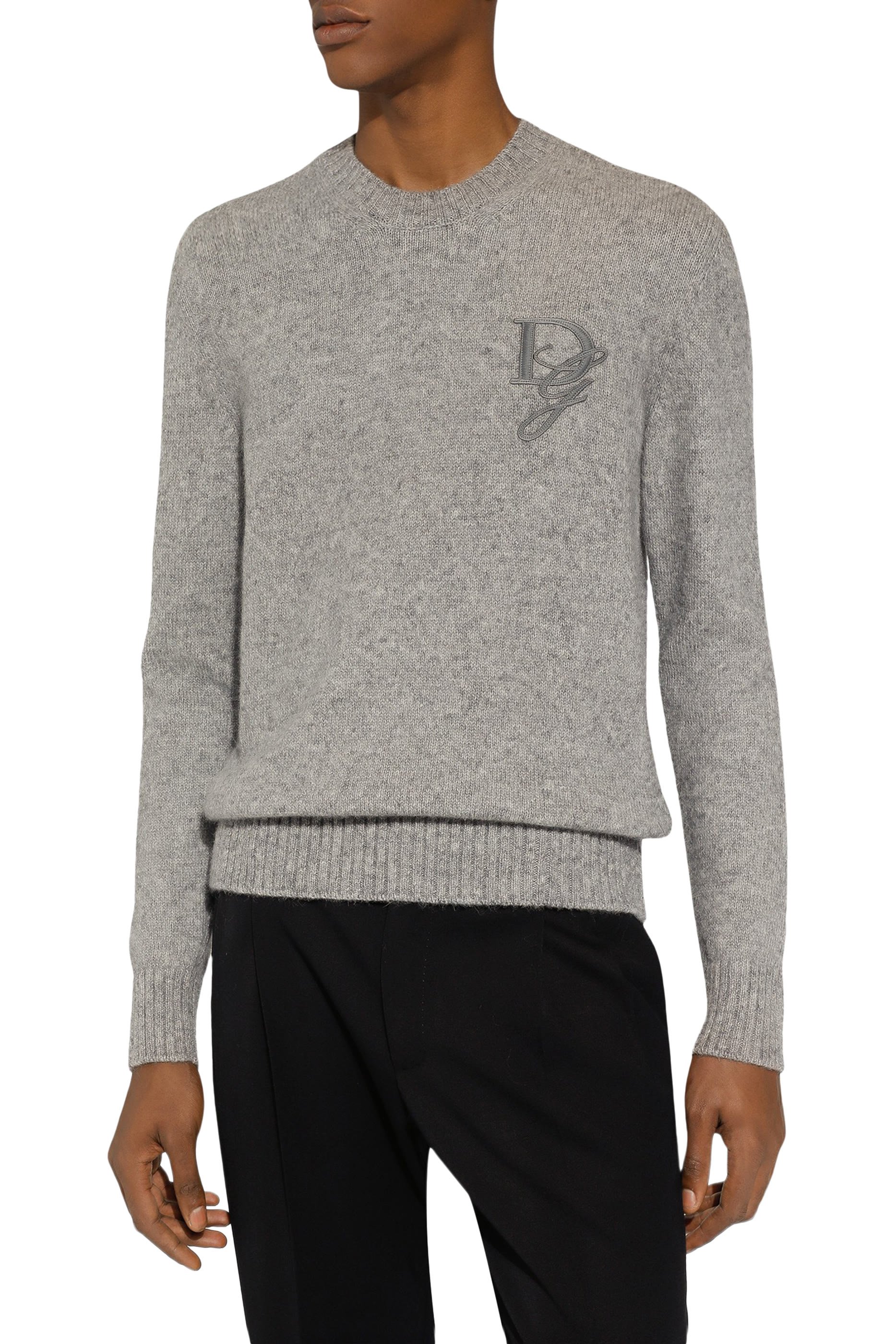 DG Embroidery Round-Neck Wool Sweater