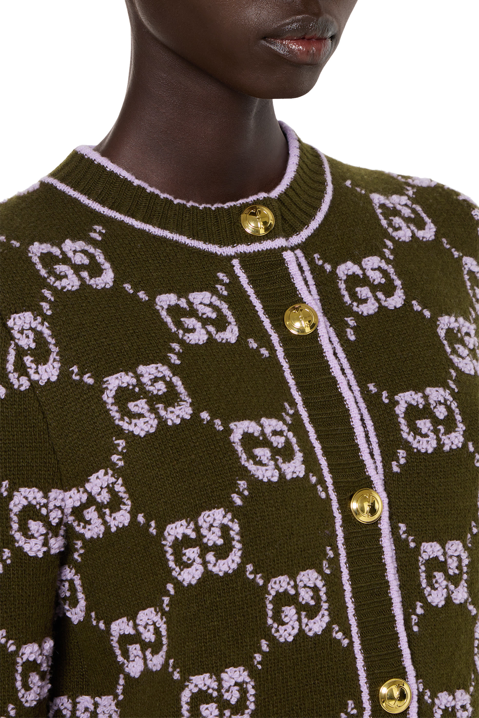  GG Wool Boucl&eacute; Jacquard Cardigan
