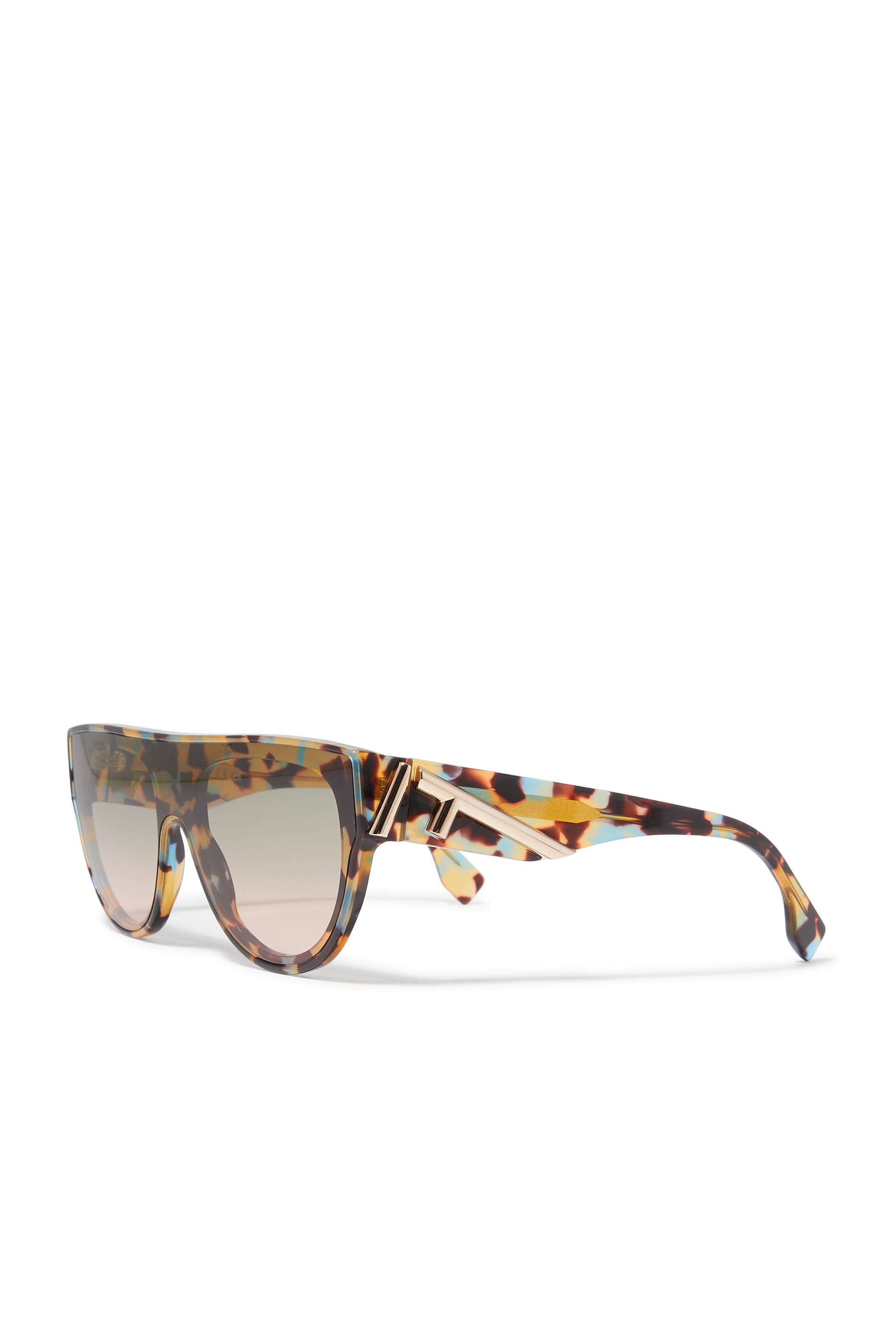 Fendi First Acetate Havana Geometric Sunglasses