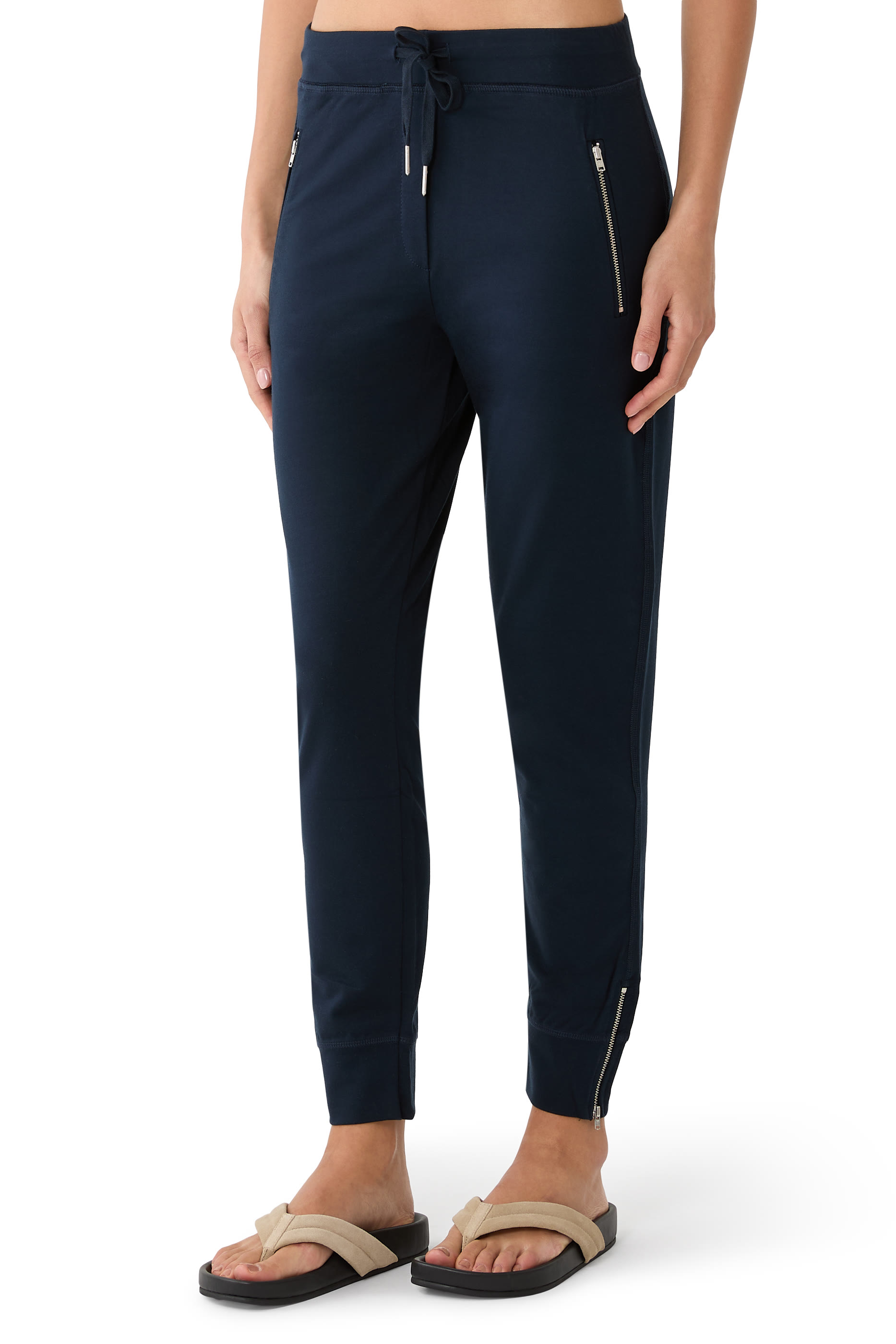 Organic Cotton Zip Detail Slim Jersey Joggers