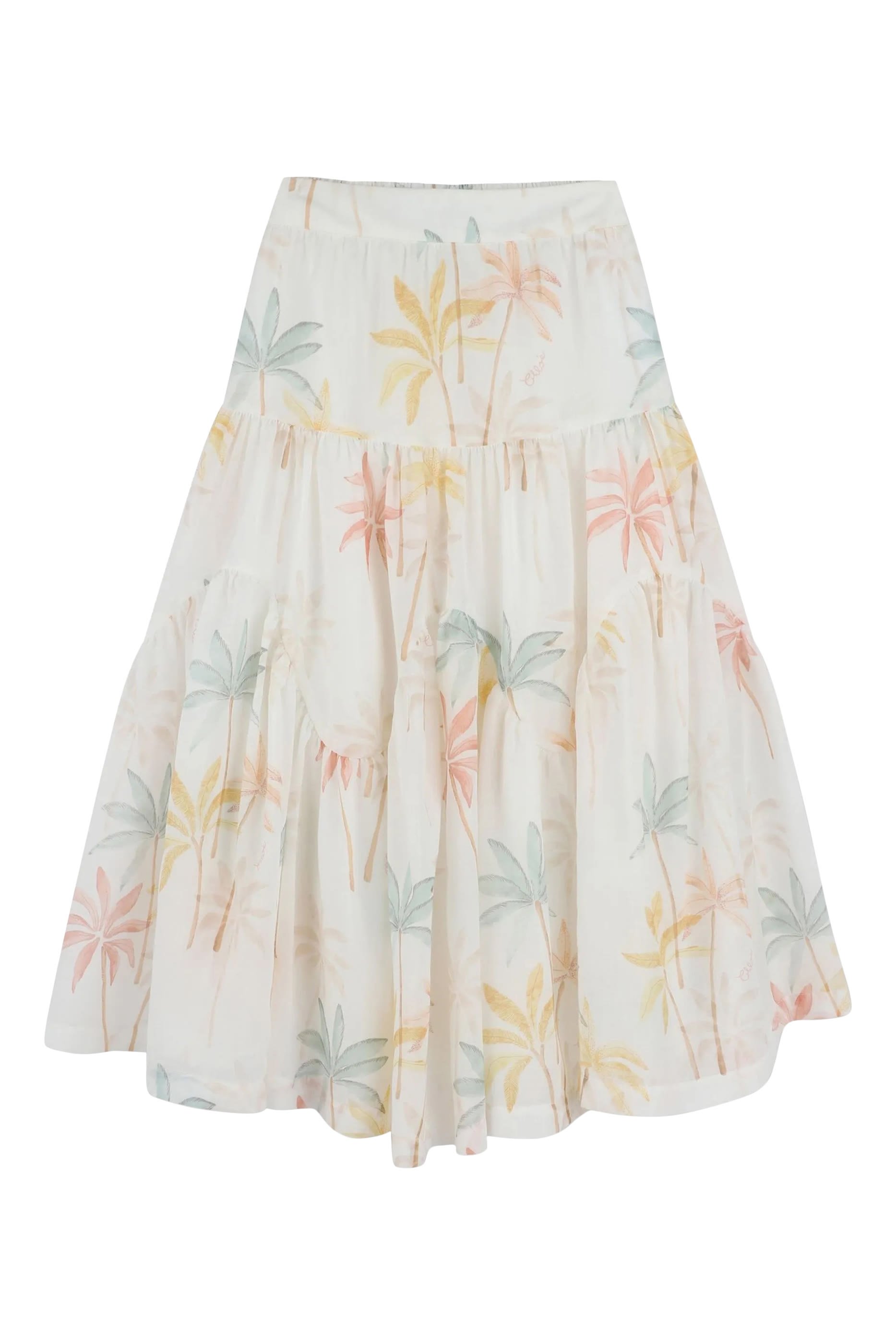 Kids Palm Print Long Skirt