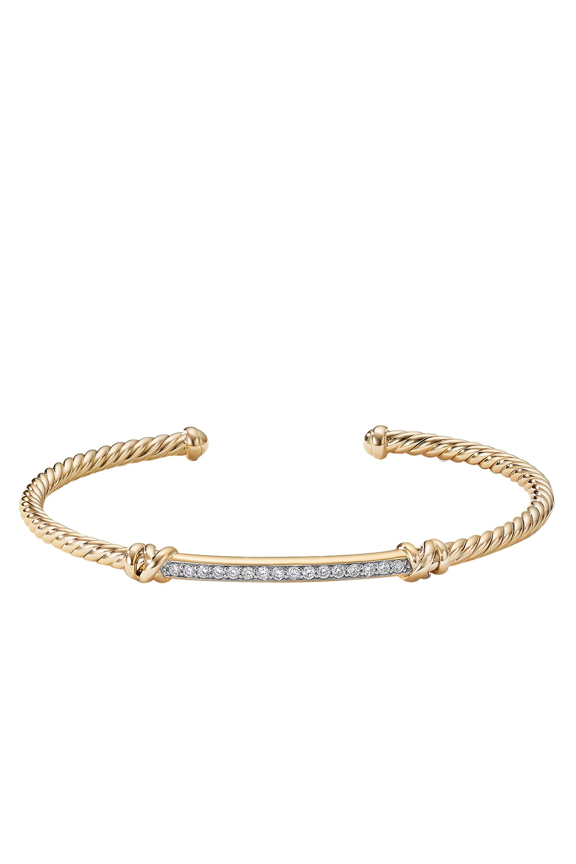 Petite Helena Cablespira Station Bangle, 18k Yellow Gold & Diamonds