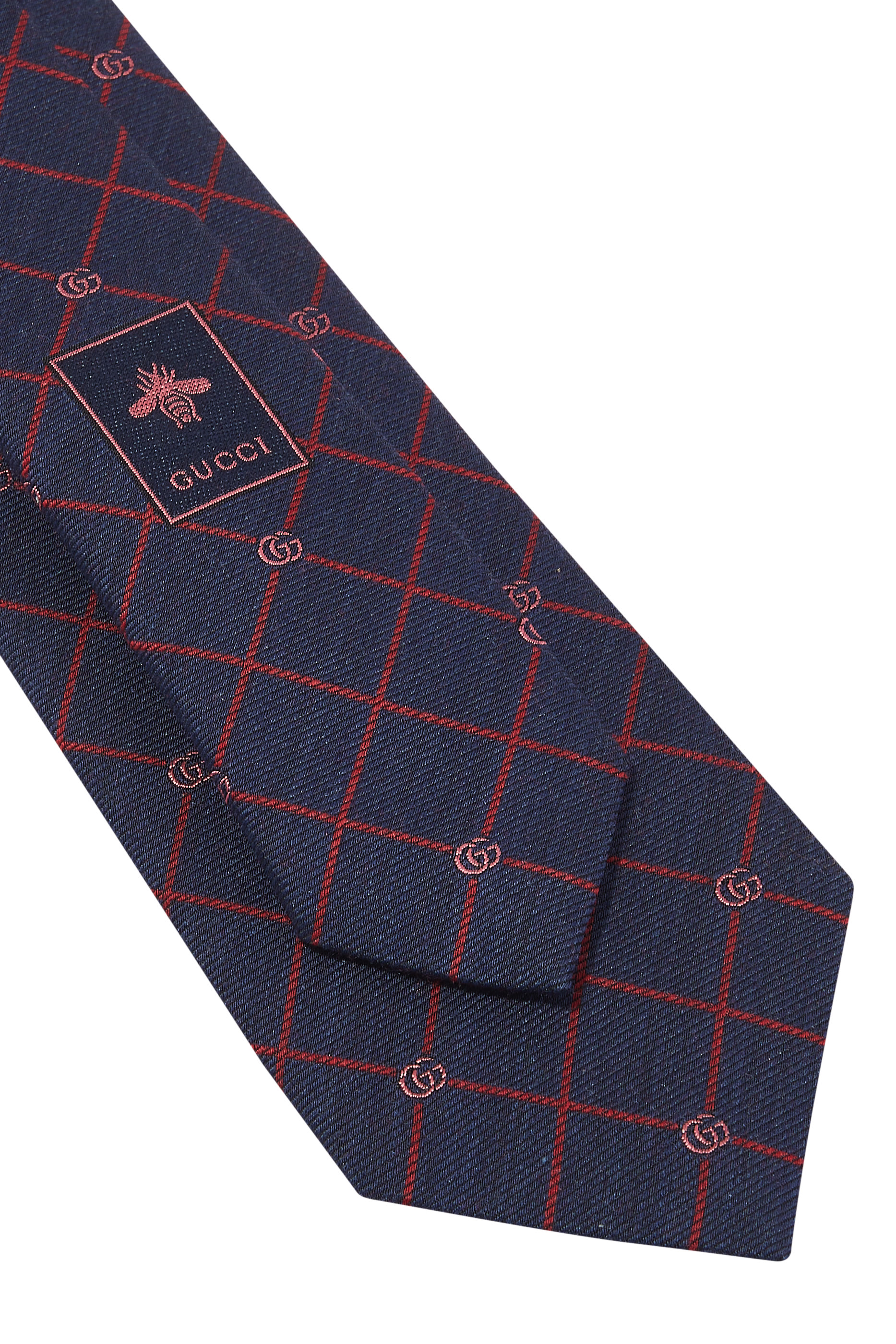 Double G Check Silk Jacquard Tie