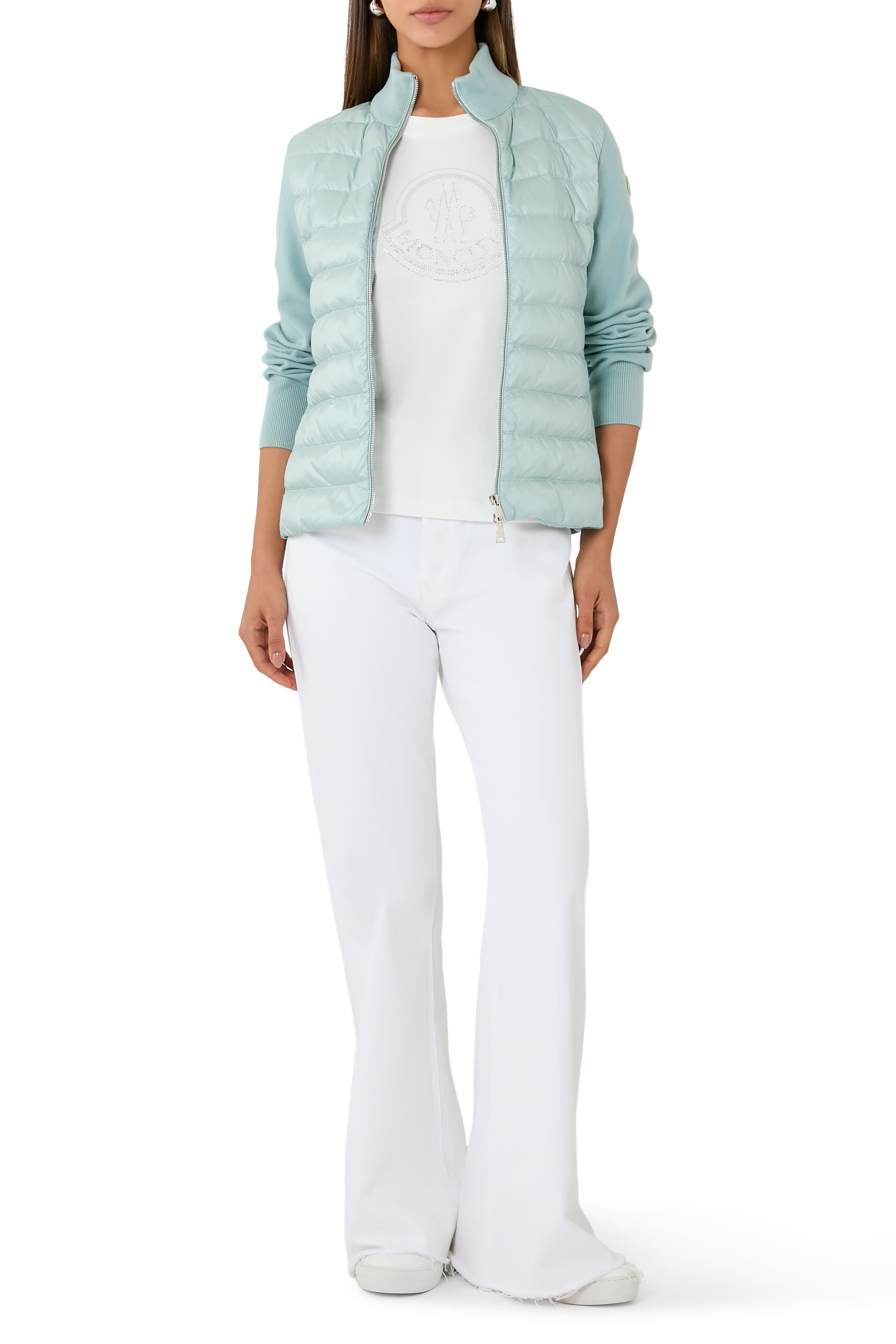  Padded Wool Zip-Up Cardigan