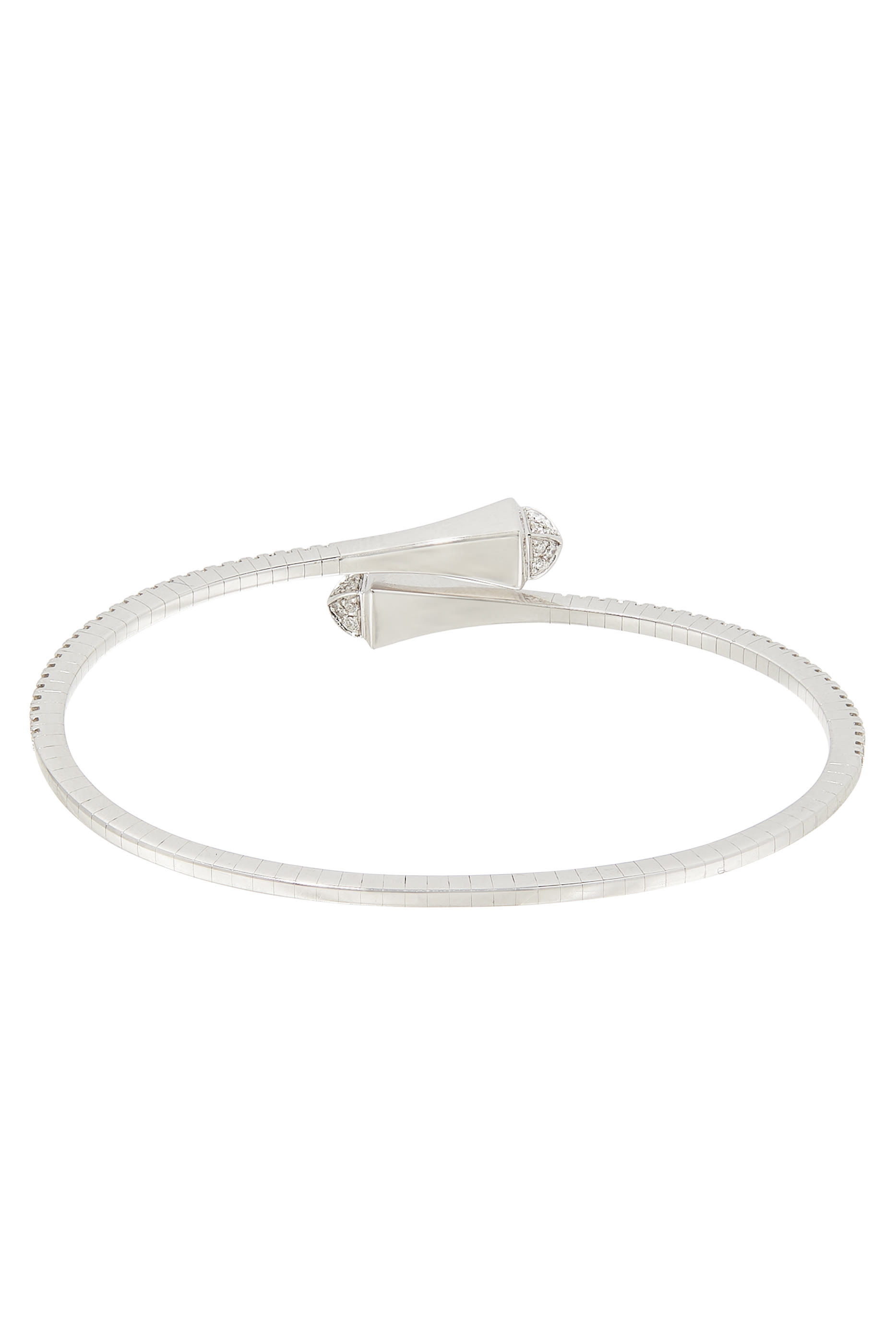 Cleo Slim Bangle, 18k White Gold with Full Diamonds