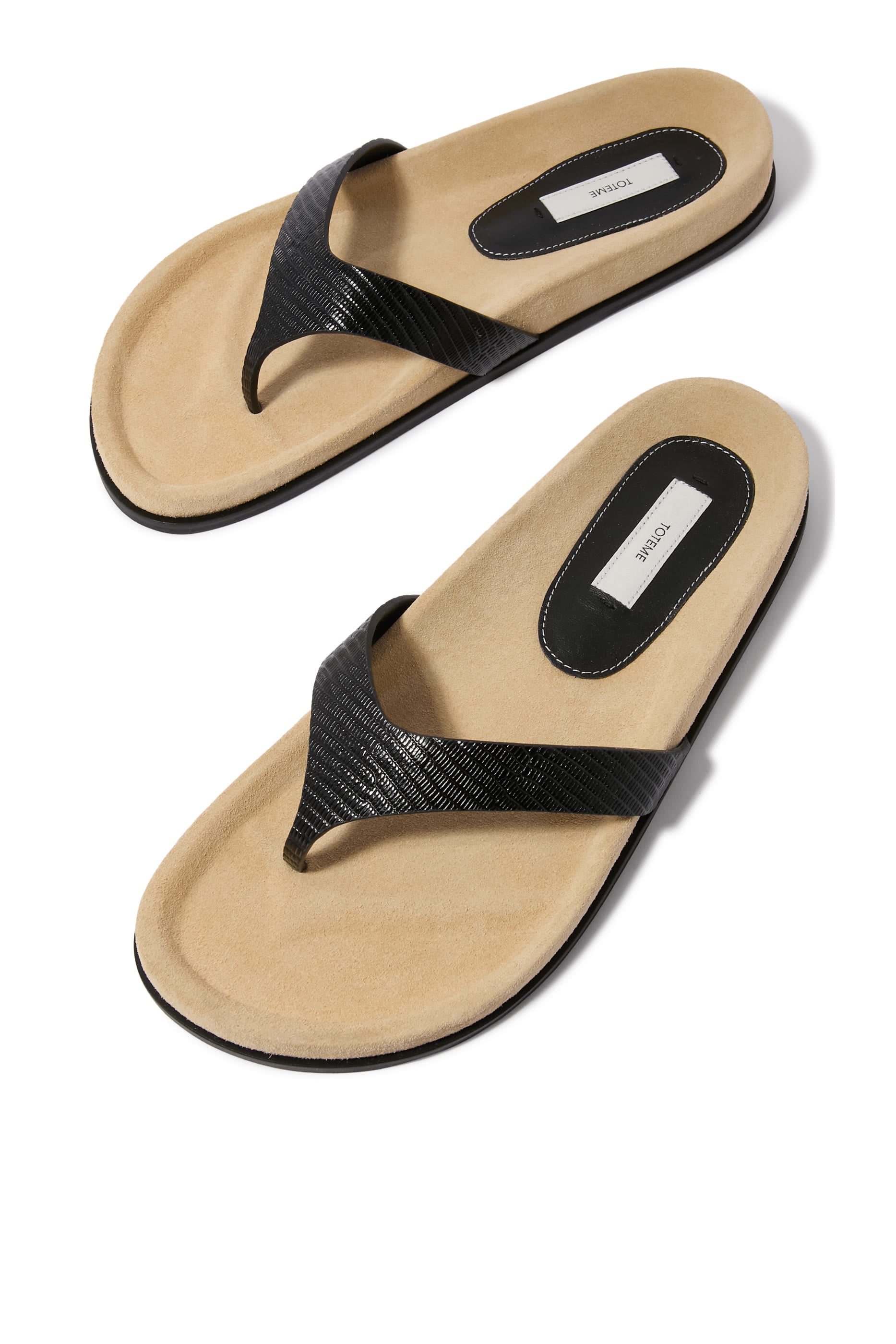 Contoured Lizard-Embossed Flip Flops