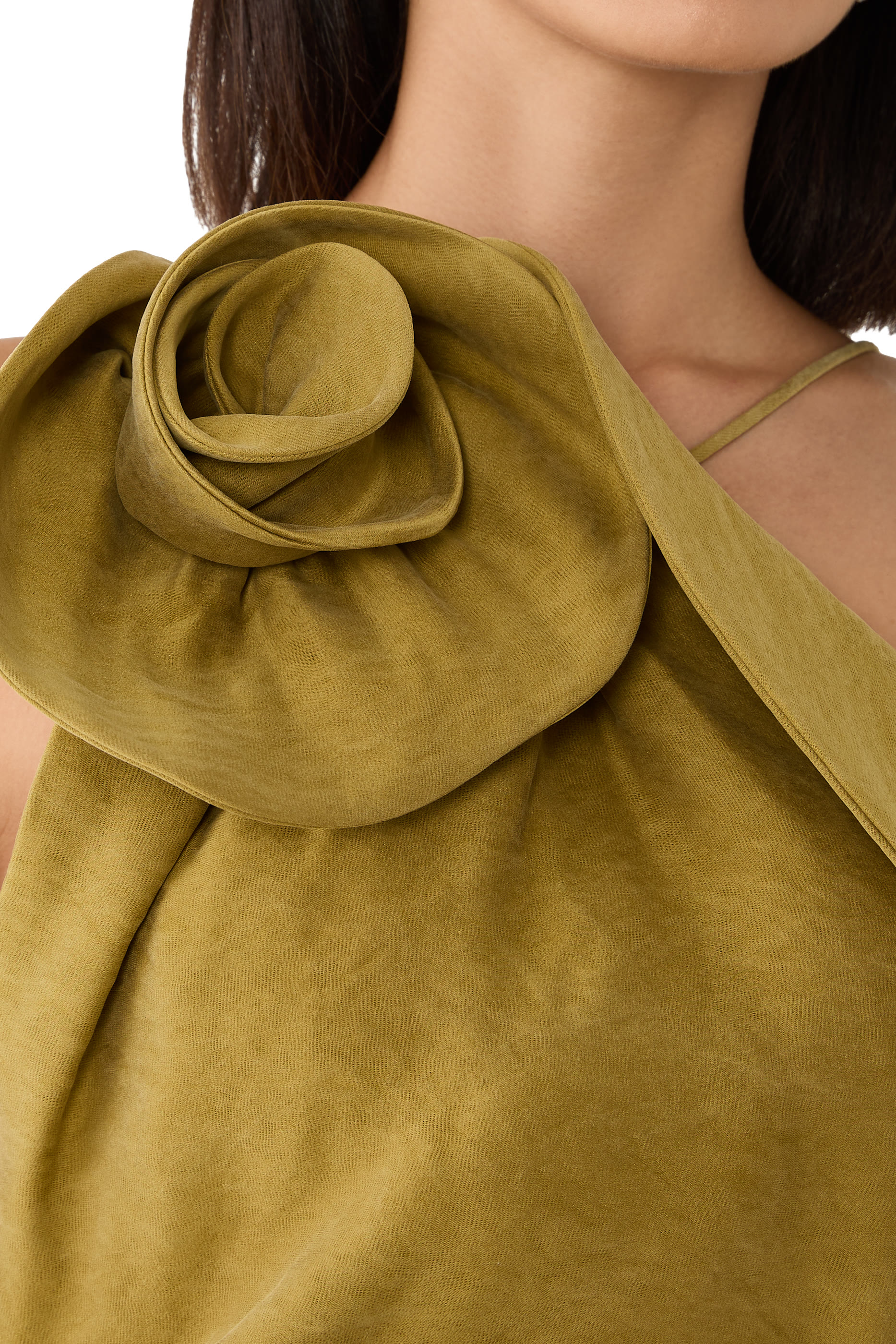 Appliqu&eacute;d Gathered Silk-Twill Halterneck Mini Dress 