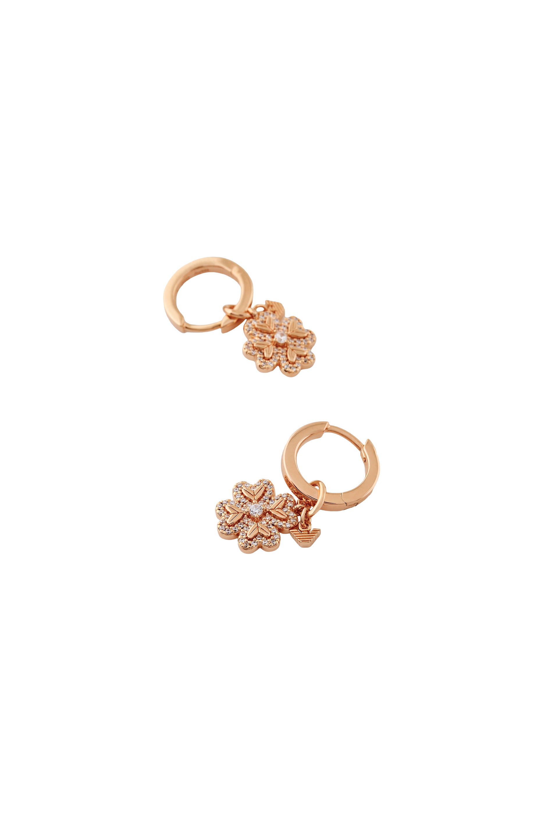 Hoop Earrings, Rose Gold-Tone Sterling Silver & Cubic Zirconia