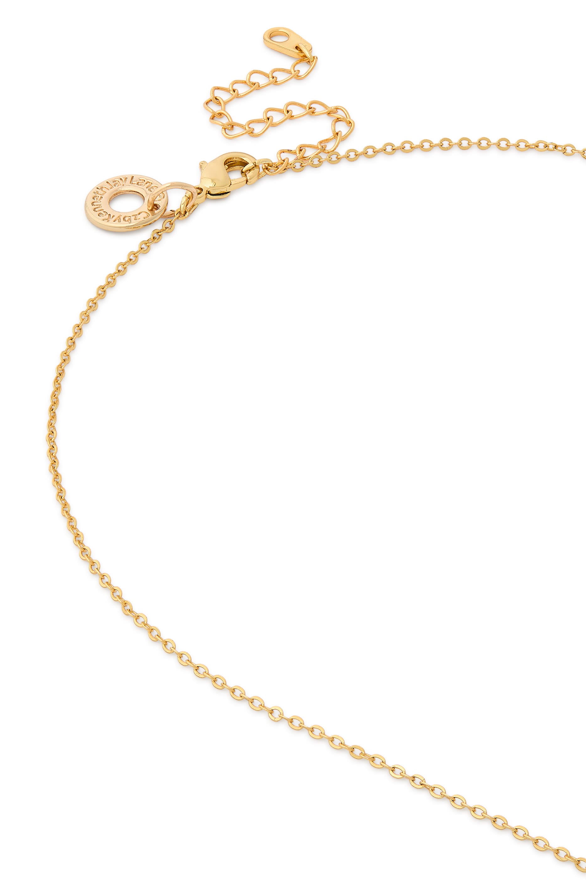 Pear Y Necklace, Rhodium-plated Brass & Emerald, Cubic Zirconia