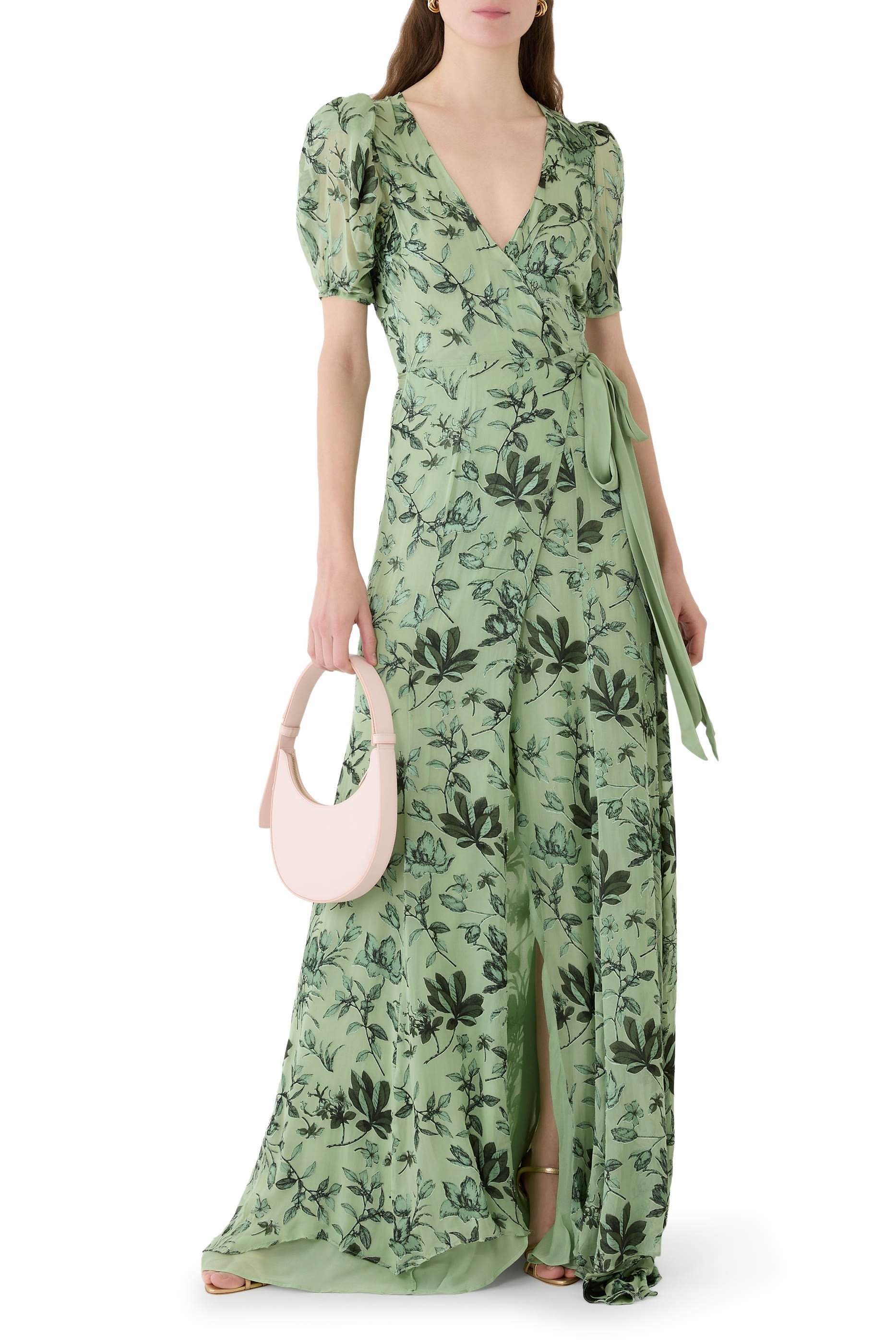 Tiana Puff Sleeve Wrap Maxi Dress
