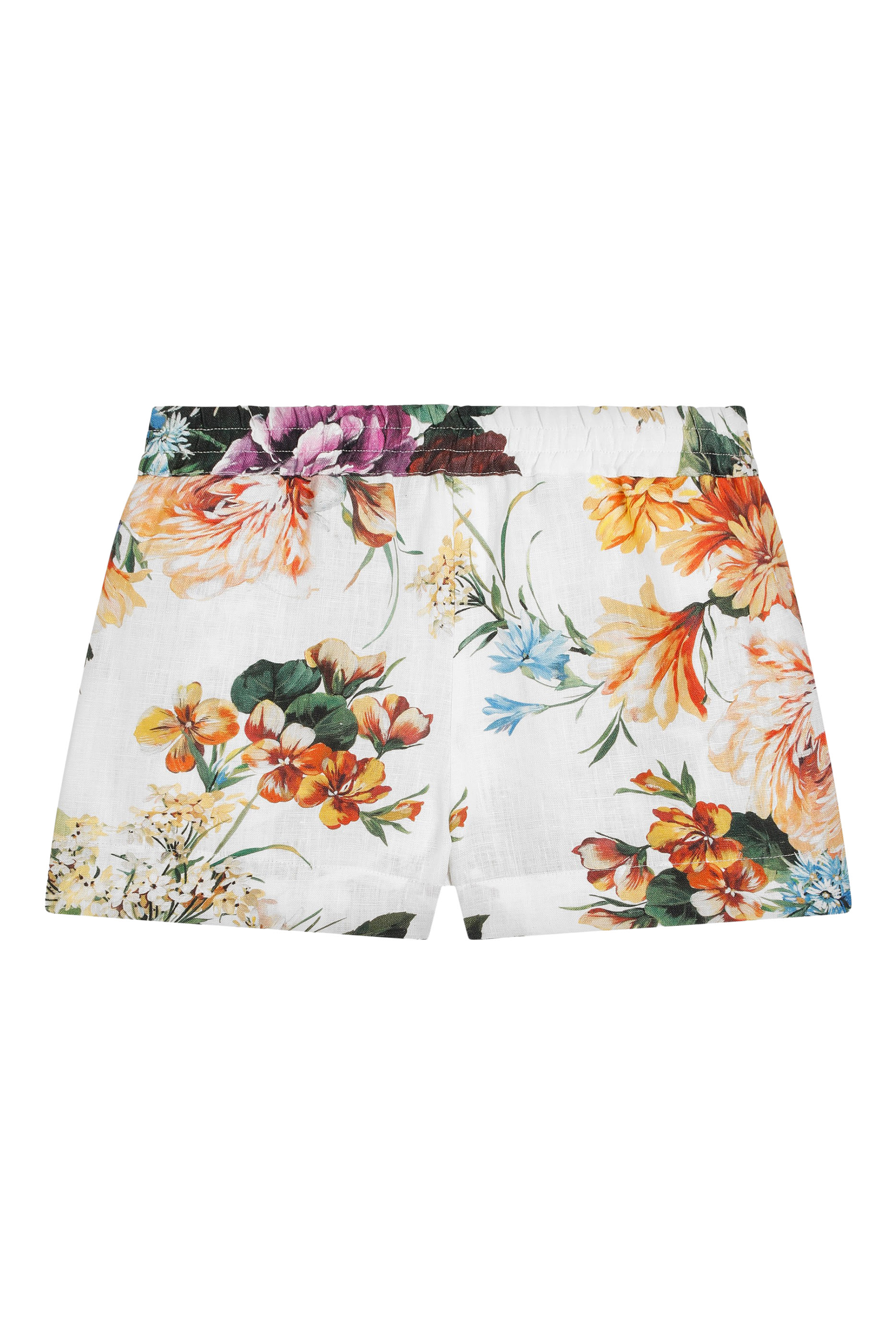 Kids Flower-Print Linen Canvas Shorts