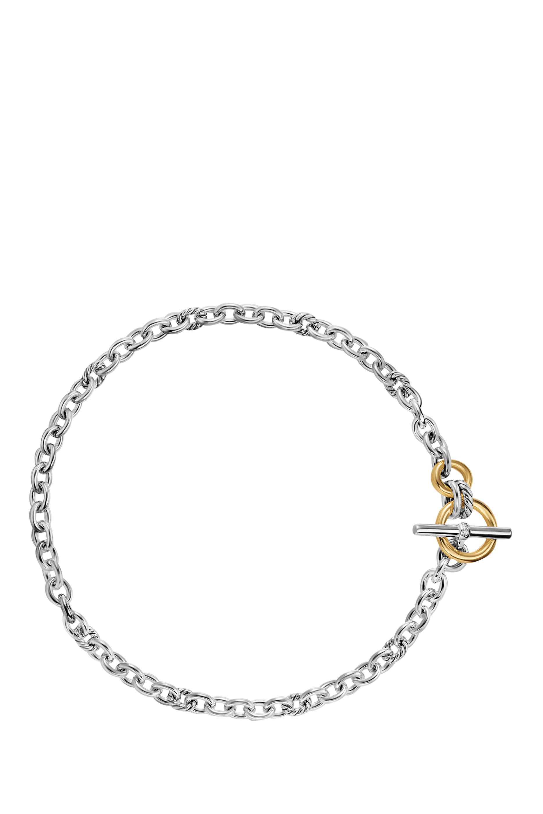 DY Mercer® Toggle Chain Necklace, Sterling Silver with 18k Yellow Gold & Diamonds