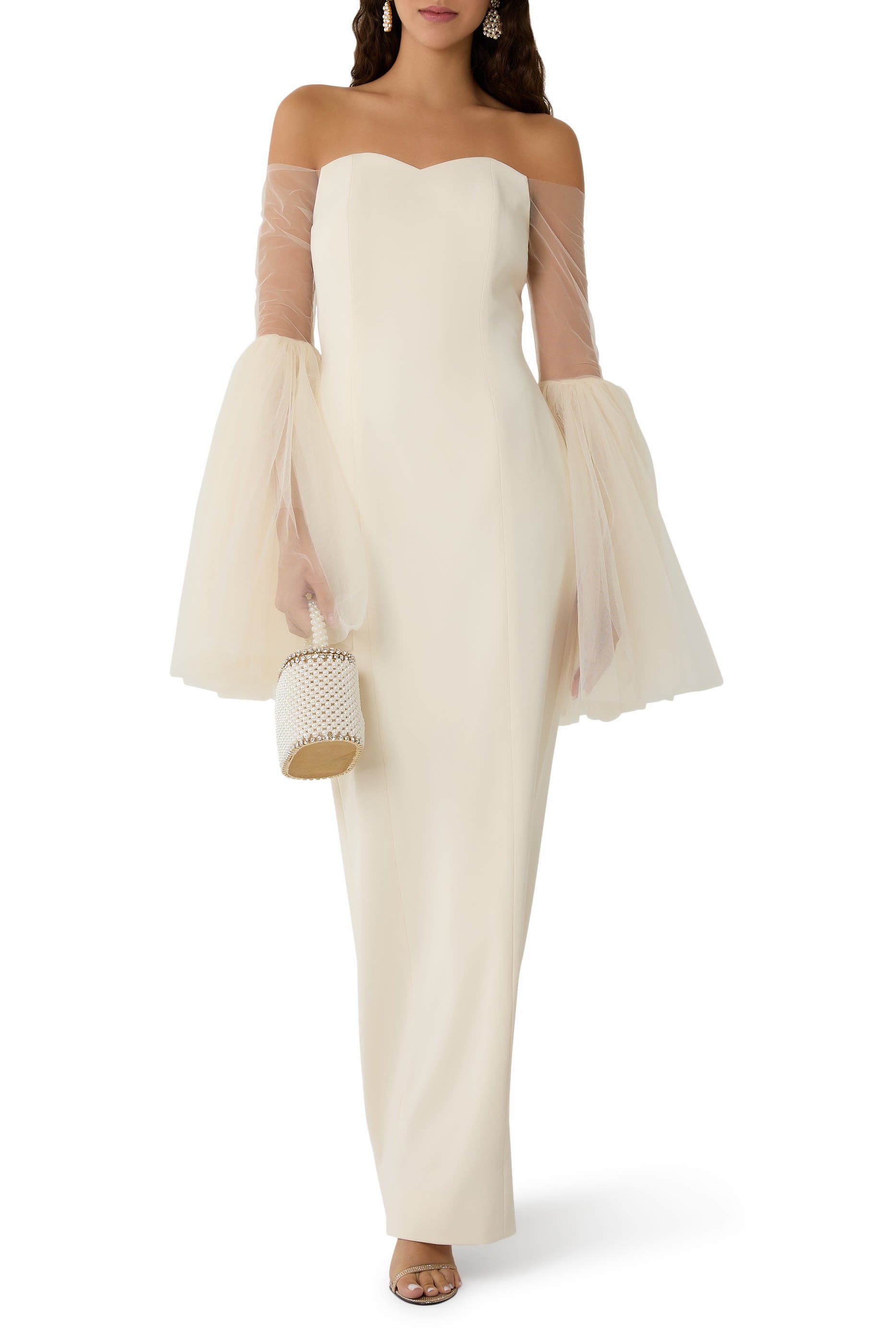 Off-Shoulder Illusion Sleeve Gown