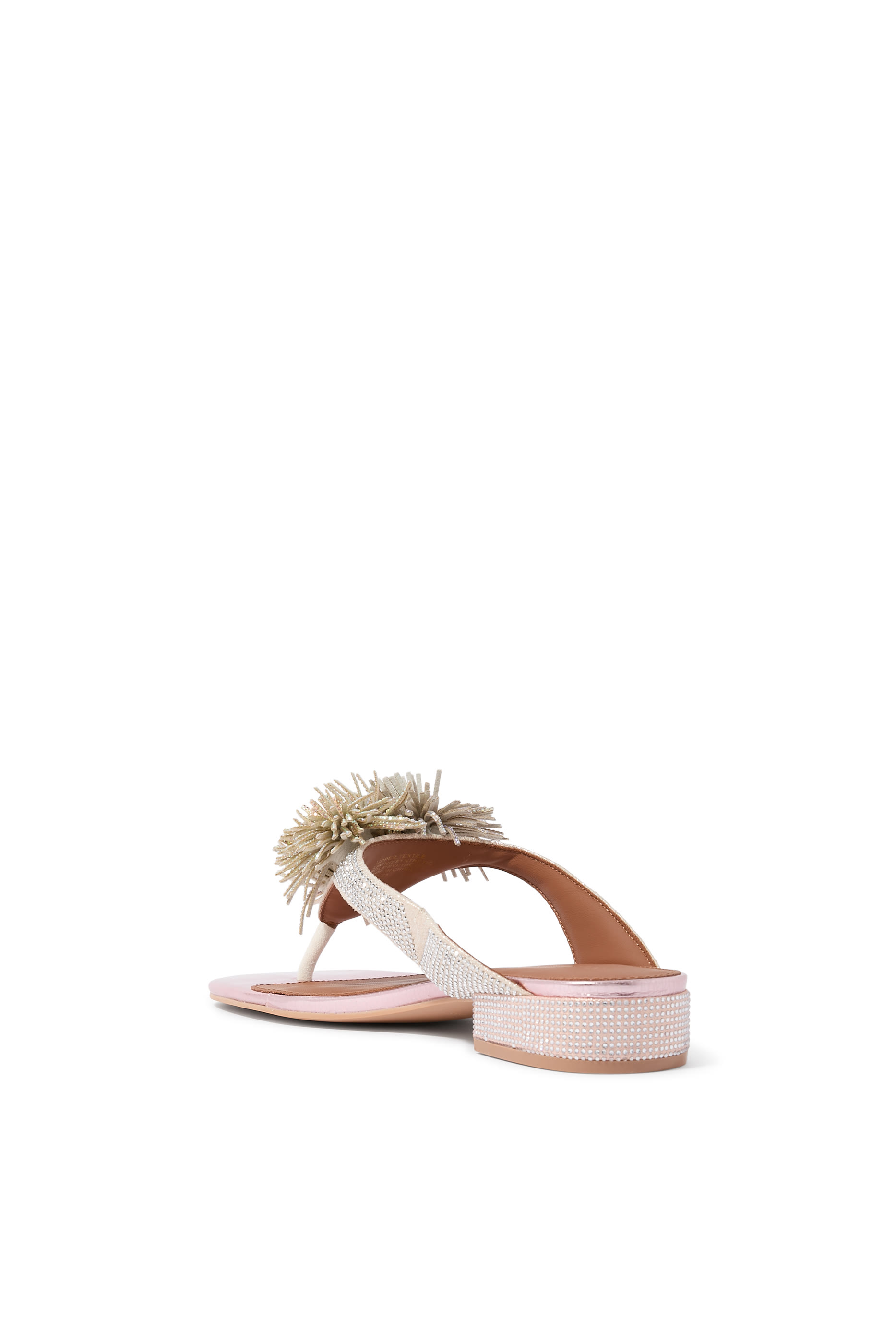 Pom Pom T-Bar Flat Sandals