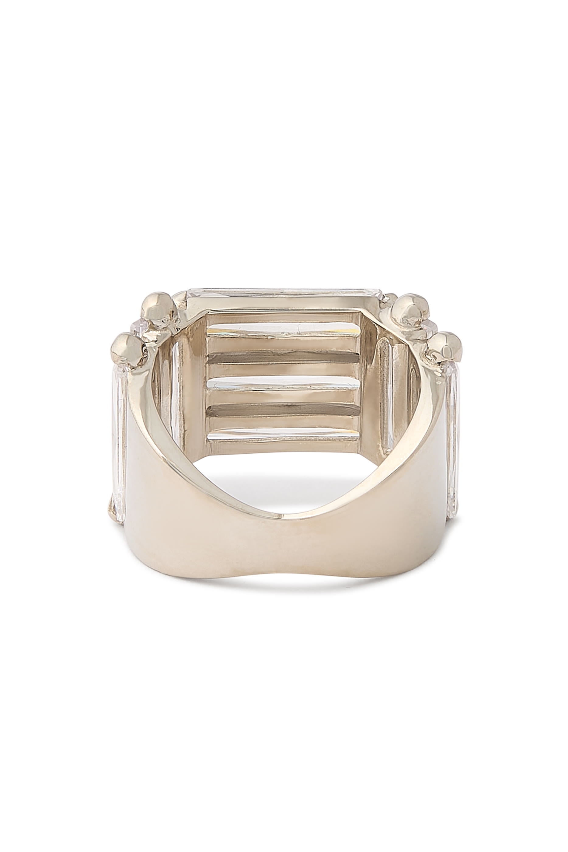 Crystallised Armour Ring, 925 Sterling Silver & Zirconia Baguettes