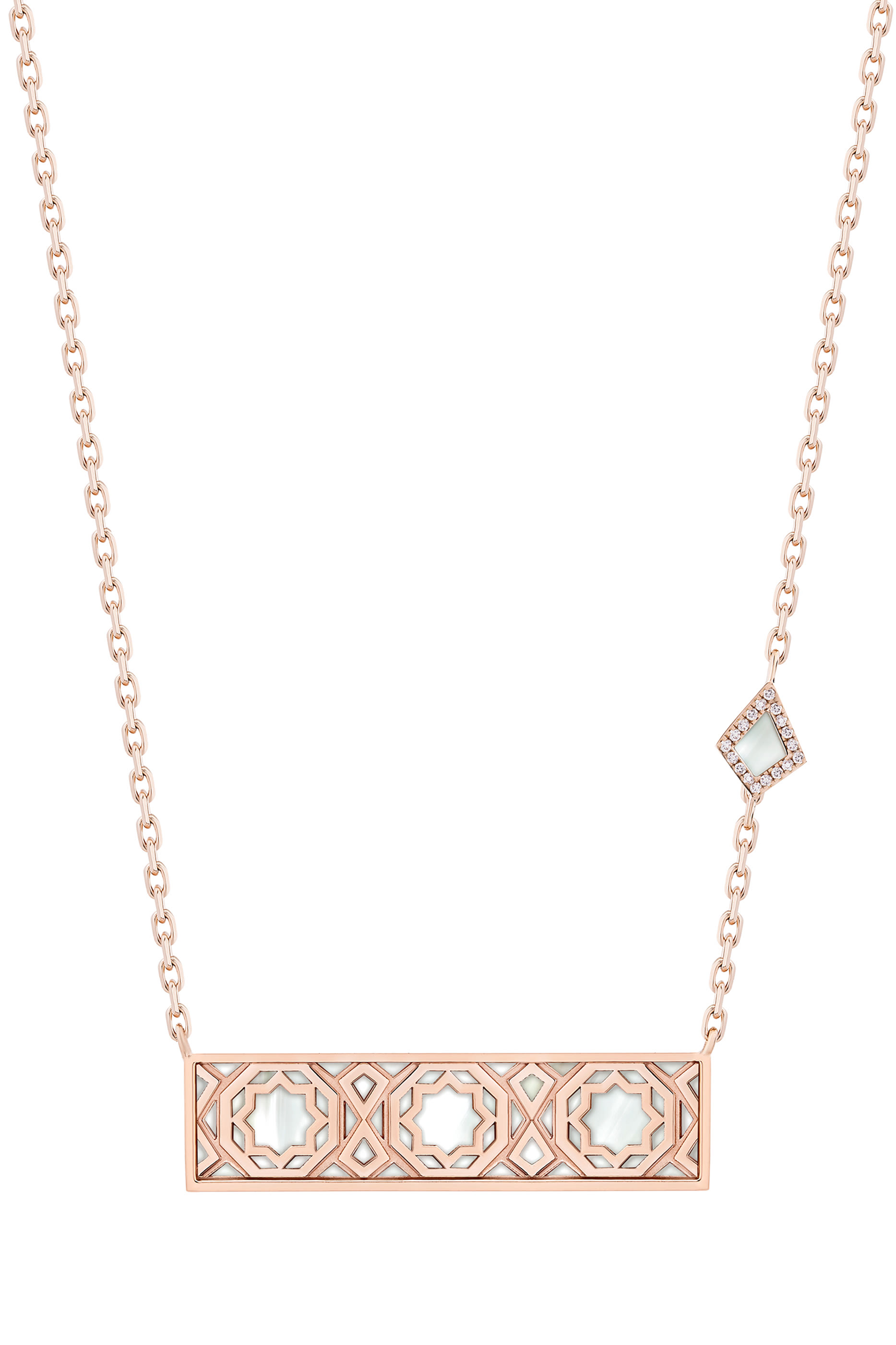 Oud Turath Necklace, 18k Pink Gold & Mother-of-Pearl, Diamonds