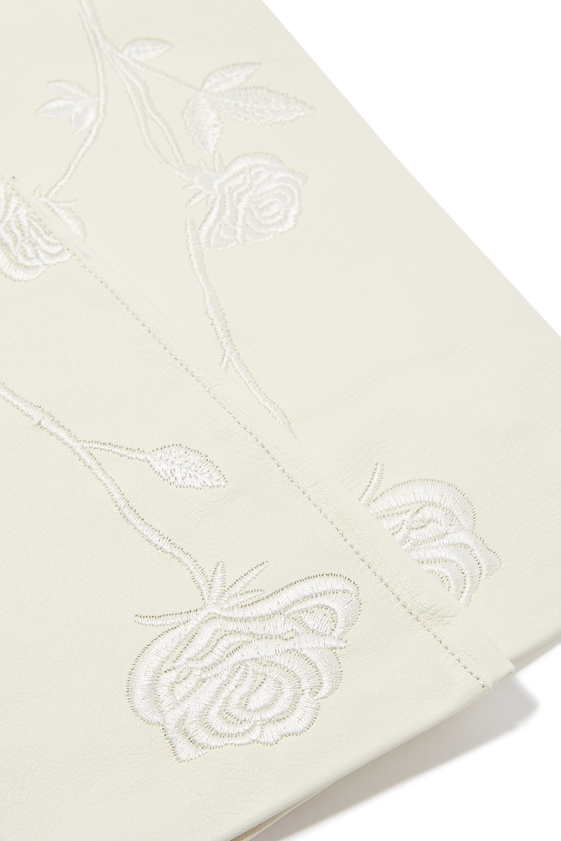 Floral Embroidered Leather Gloves