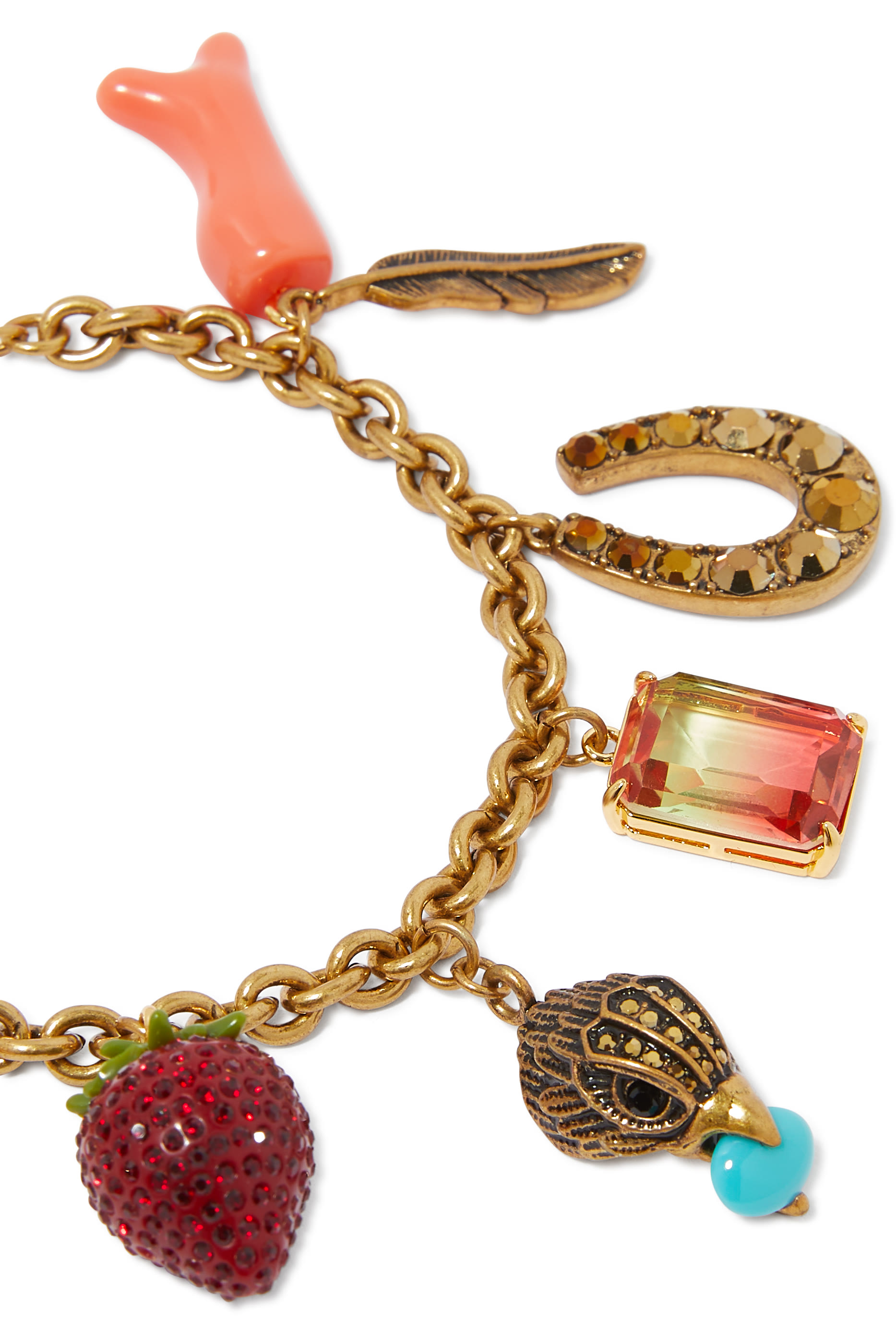 Multi Charms Bracelet, Brass, Cubic Zirconia & Enamel