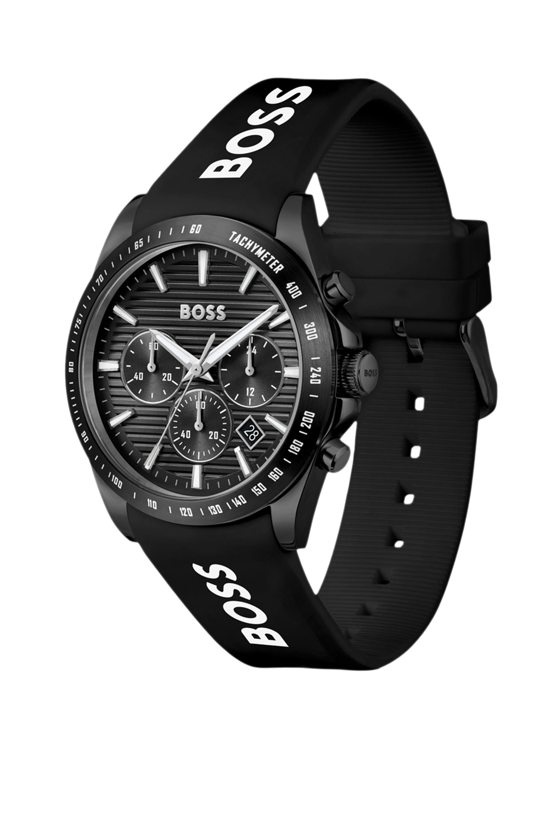 Silicone Logo Strap Chronograph Watch