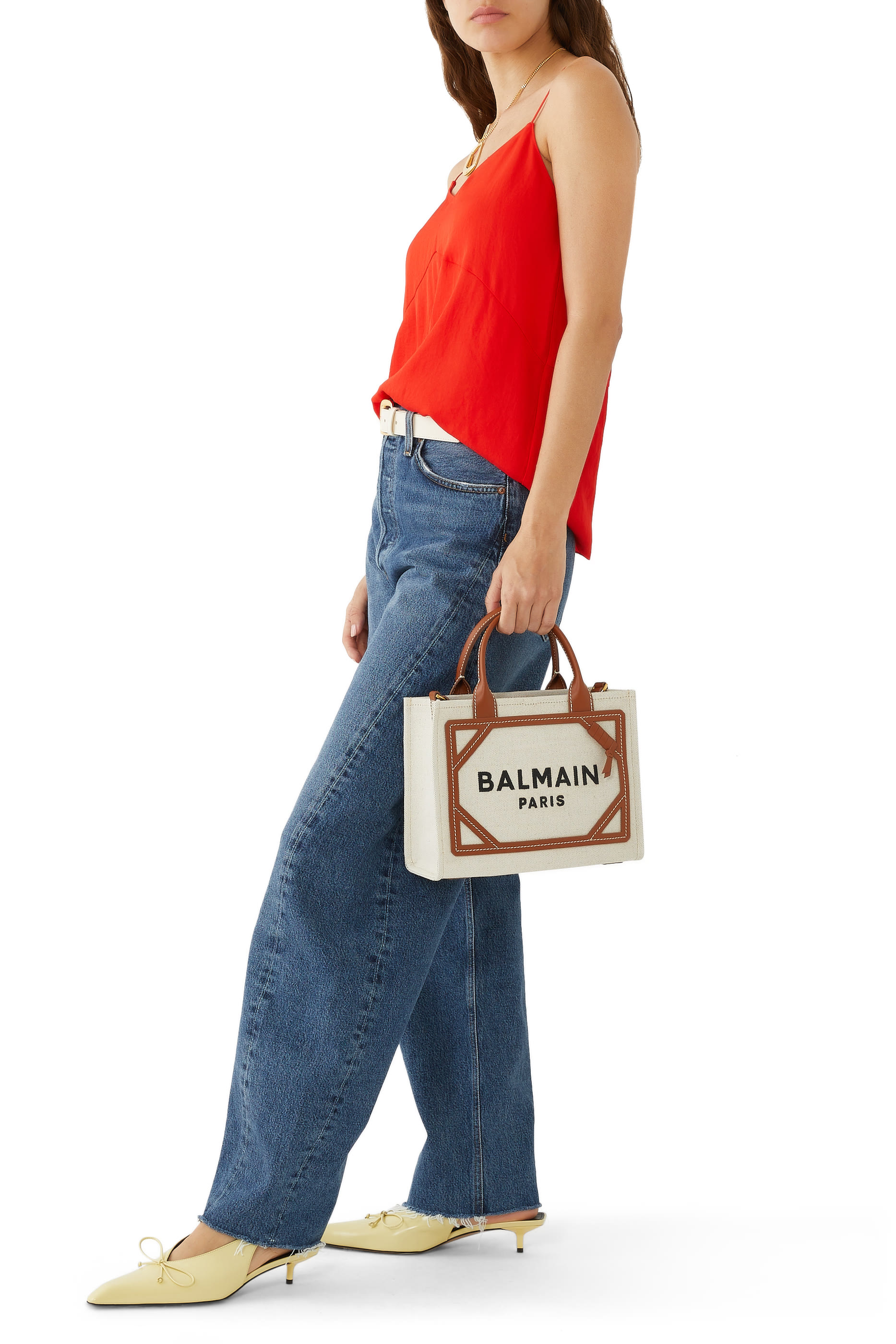 B-Army Small Canvas Shopping Bag with Leather Inserts