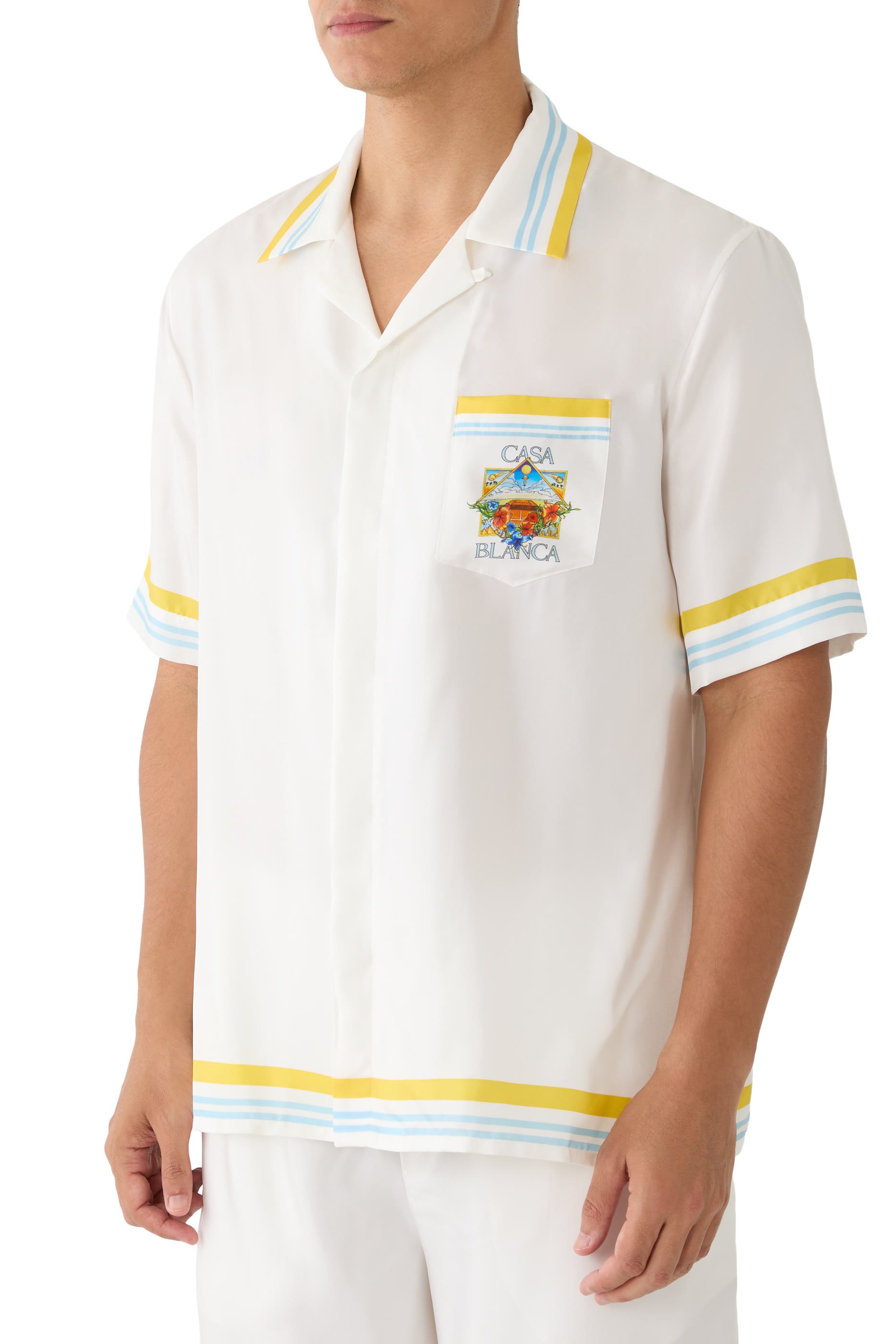 Tennis Landscape Short Sleeve Silk Shirt 