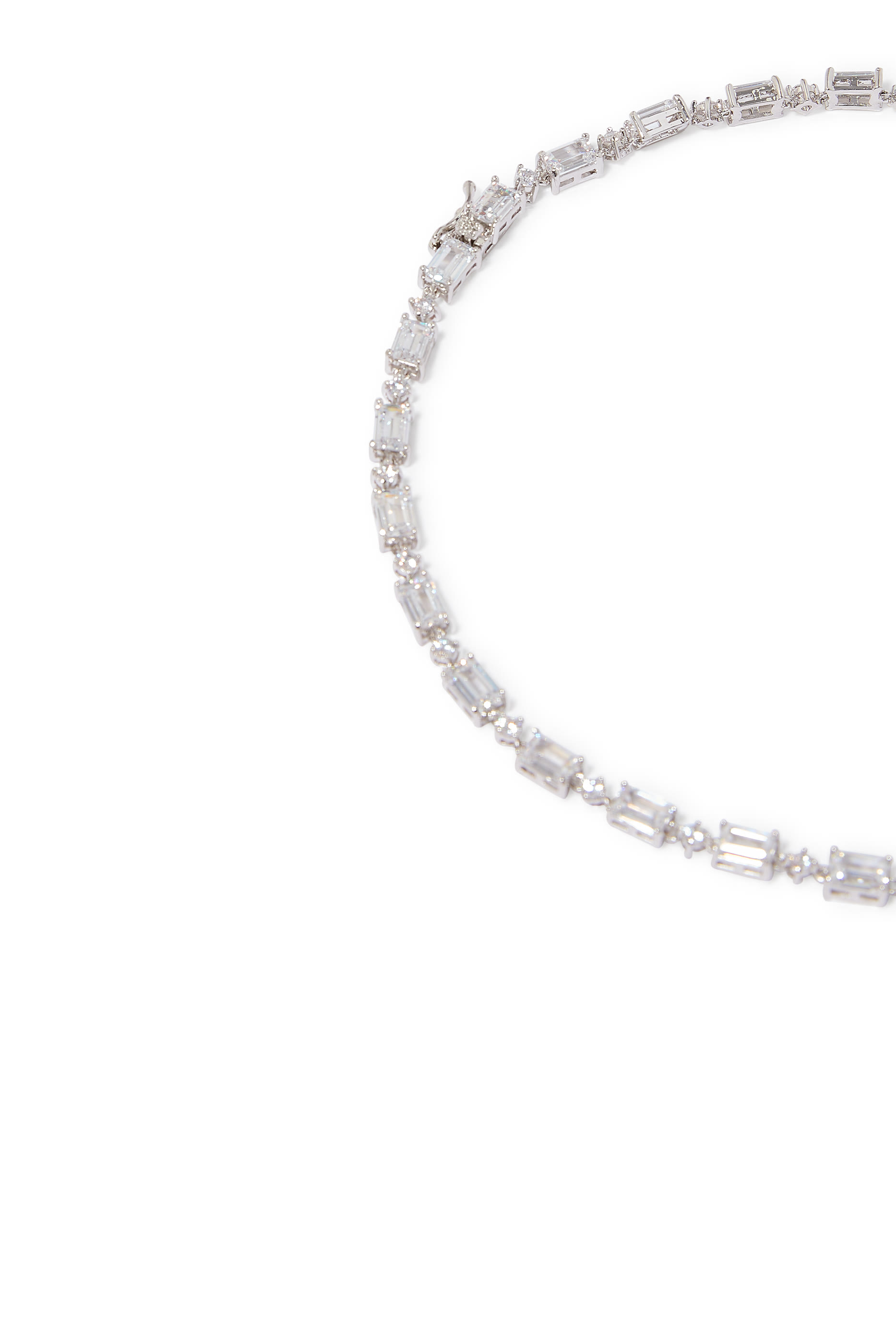Long Delicate Y Necklace, Rhodium Plated Brass & Cubic Zirconia