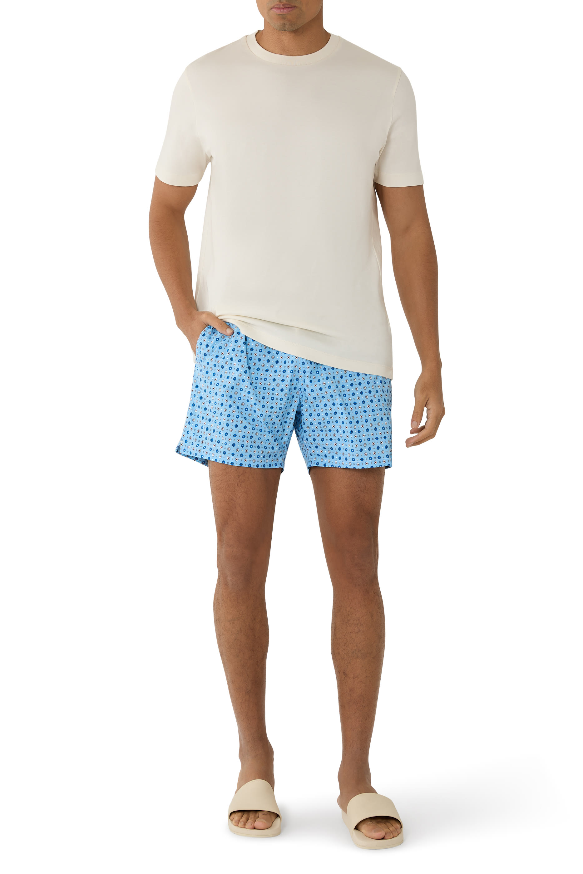 Micro Tie Print Comfort Light Swim Shorts