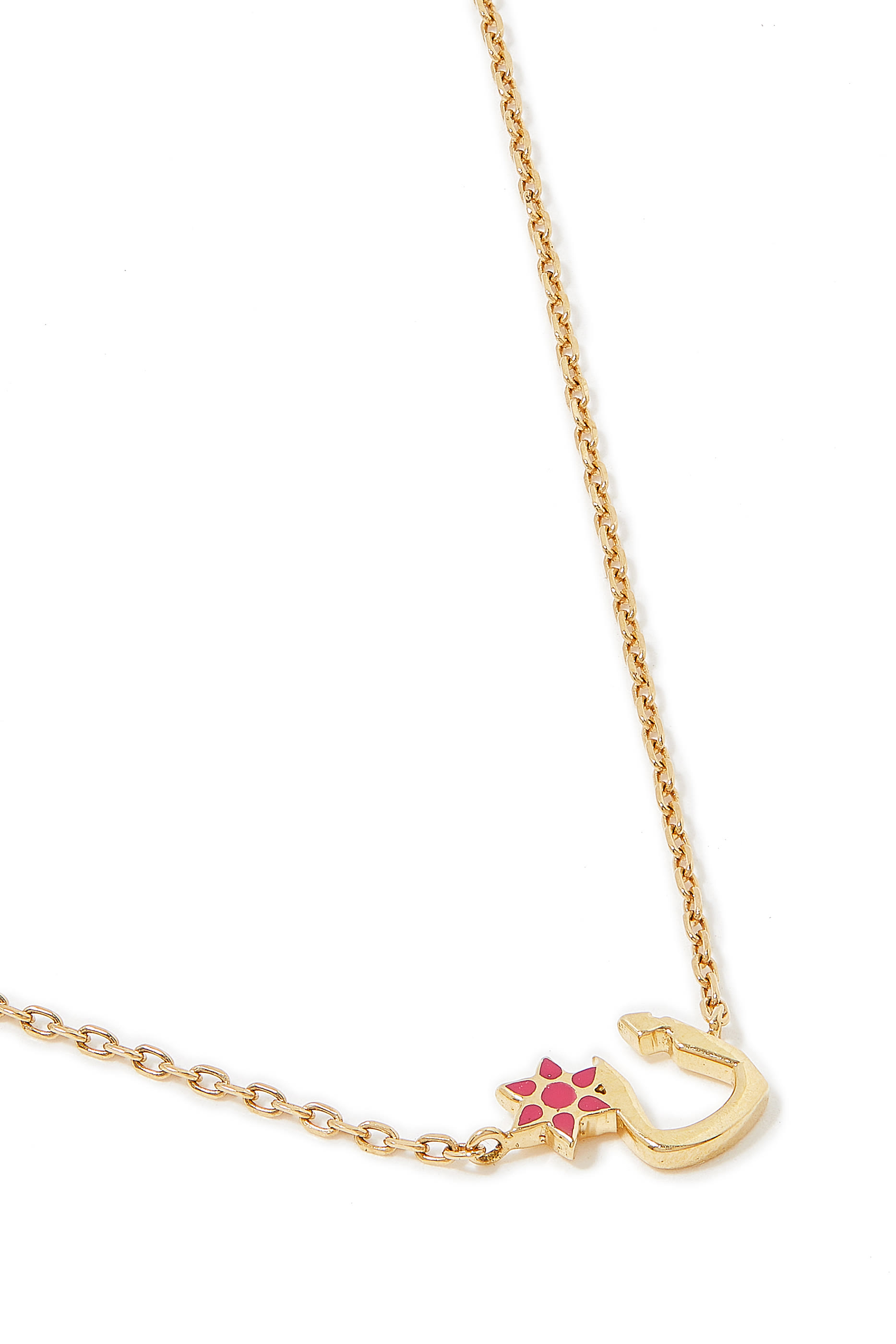 Kids Tiny Bling Arabic Letter Noon Bracelet, 18k Yellow Gold & Enamel
