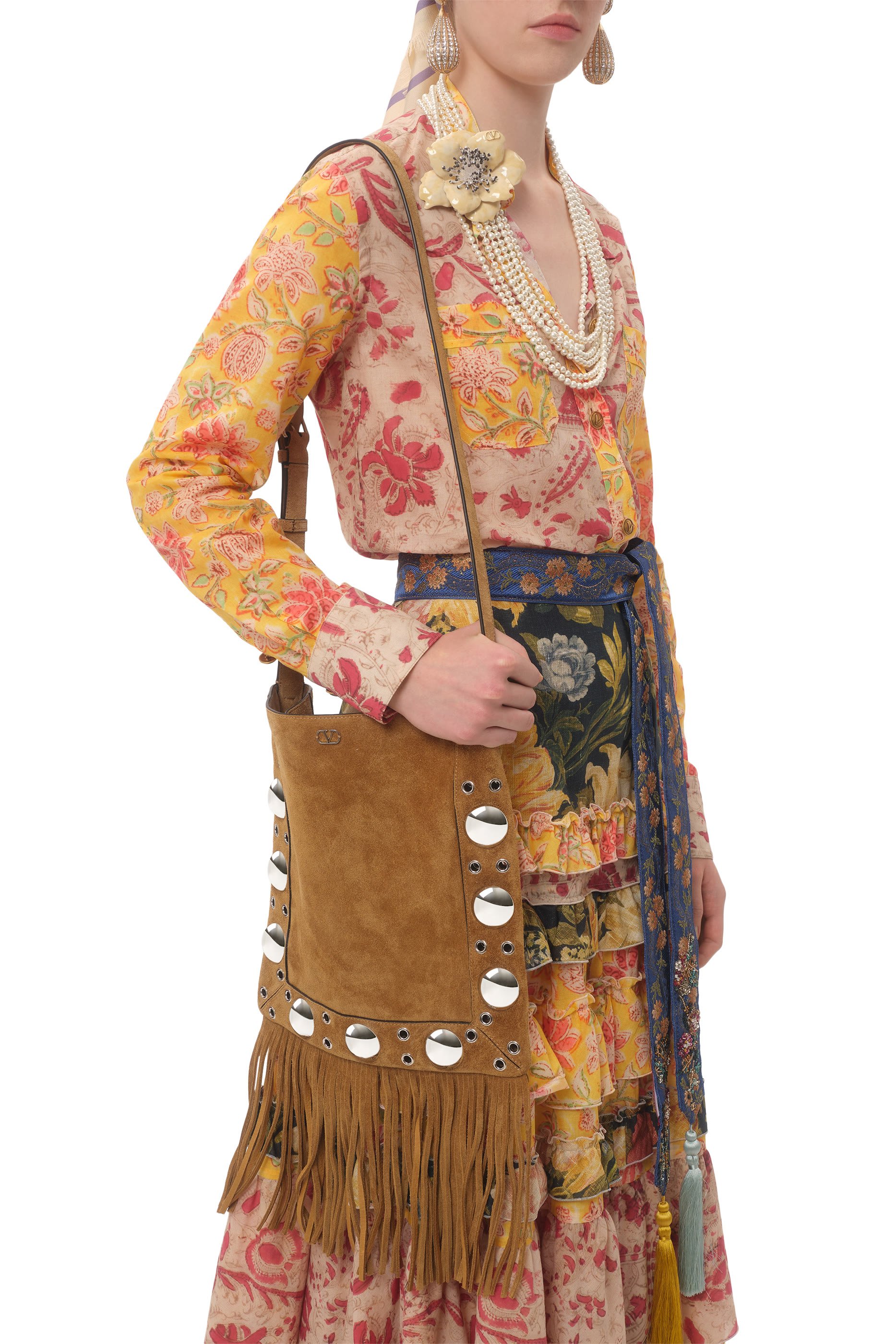 Nellcôte Suede Shoulder Bag with Fringes