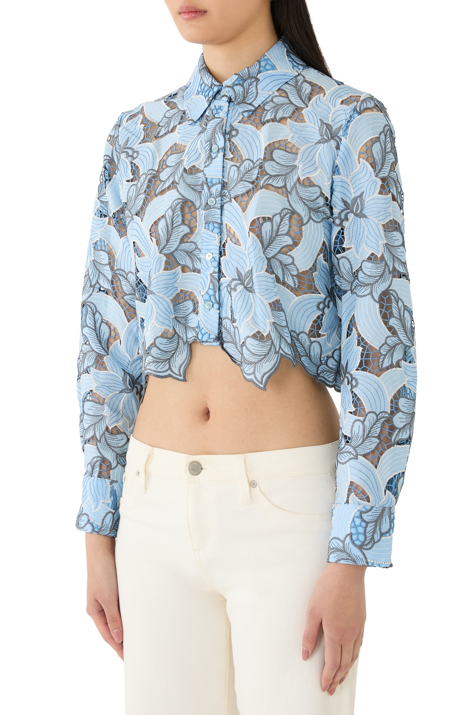 Akemi Cropped Eyelet Blouse